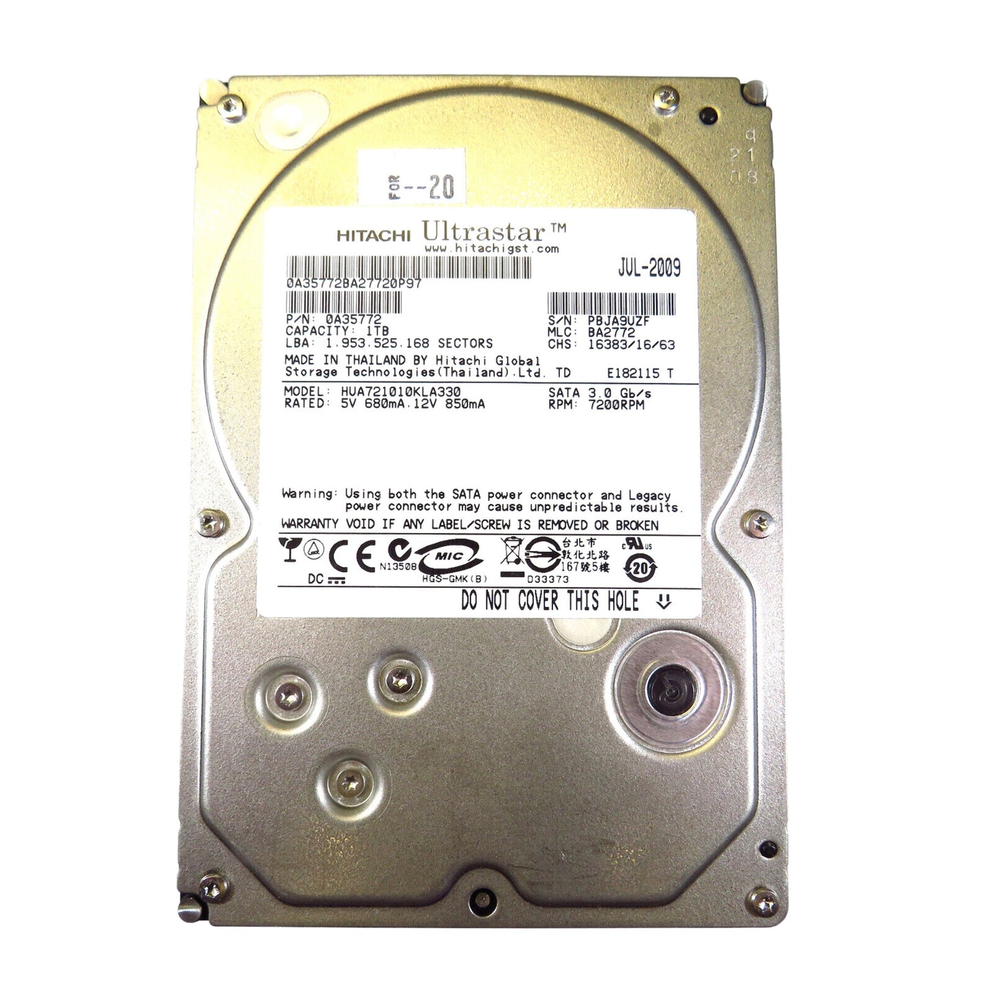 Dell 0A35772 3.5" 1TB 7200RPM SATA II Hard Disk Drive (HDD), Silver (Refurbished)