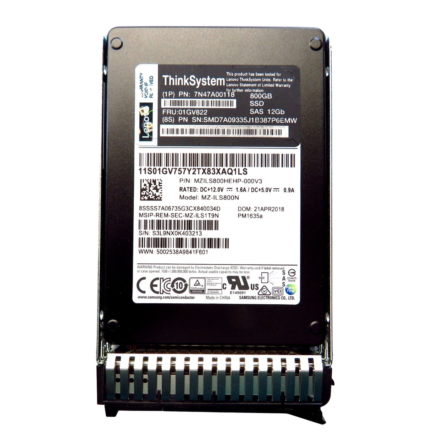 Lenovo 01GV822 7N47A00118 800GB 2.5" SAS 12Gbps SSD Solid State Drive (Refurbished)