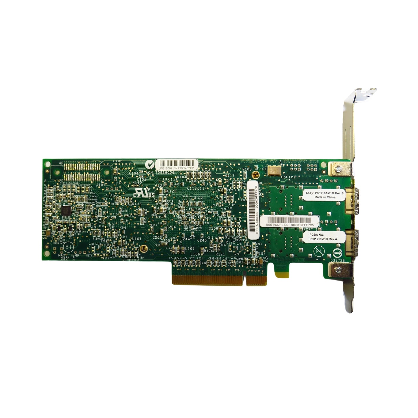 Lenovo 00E0806 577D LPE12002 2 Port 8Gbps FC PCIe HBA Host Bus Adapter (Refurbished)