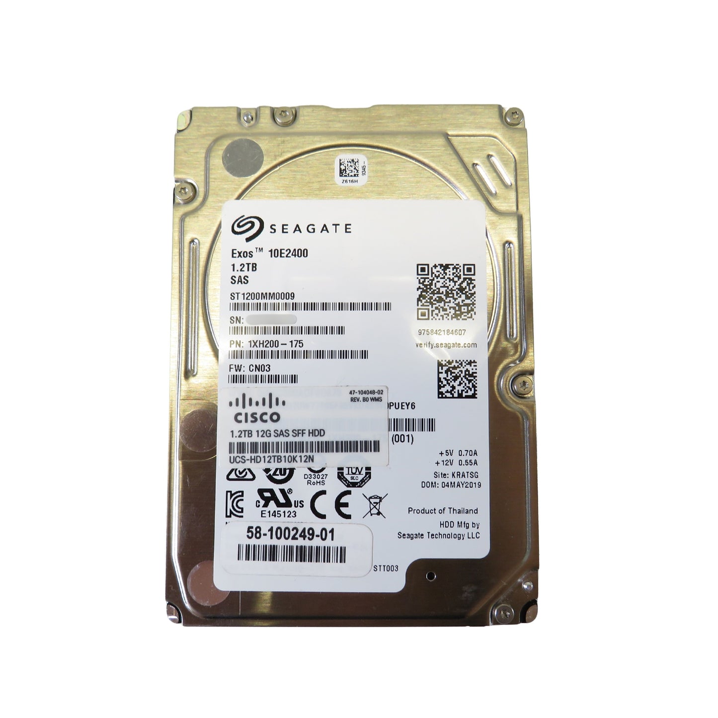 Cisco UCS-HD12TB10K12N 1.2TB 10K RPM 2.5" SAS 12Gbps Hard Drive (Refurbished)