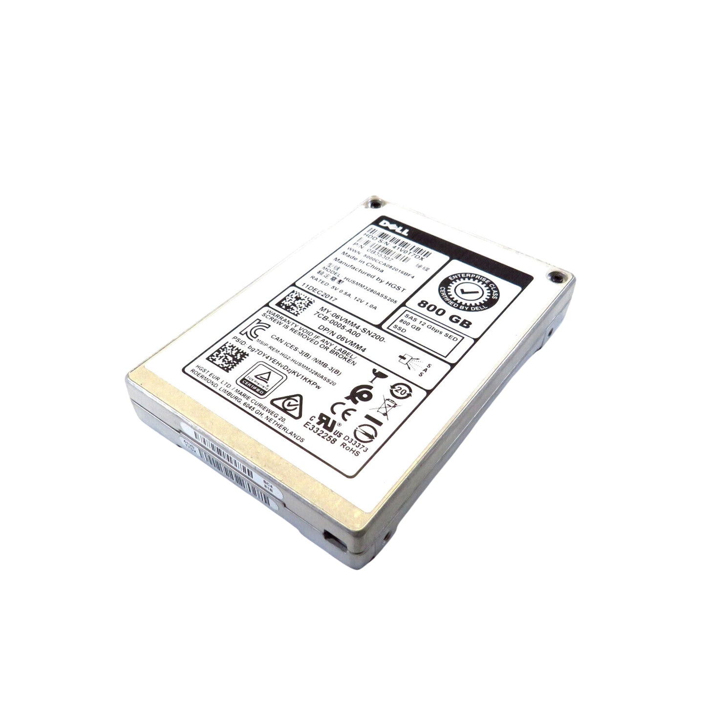 Dell 6VMM4 800GB 2.5" SAS 12Gbps WI MLC SED SSD Solid State Drive (Refurbished)