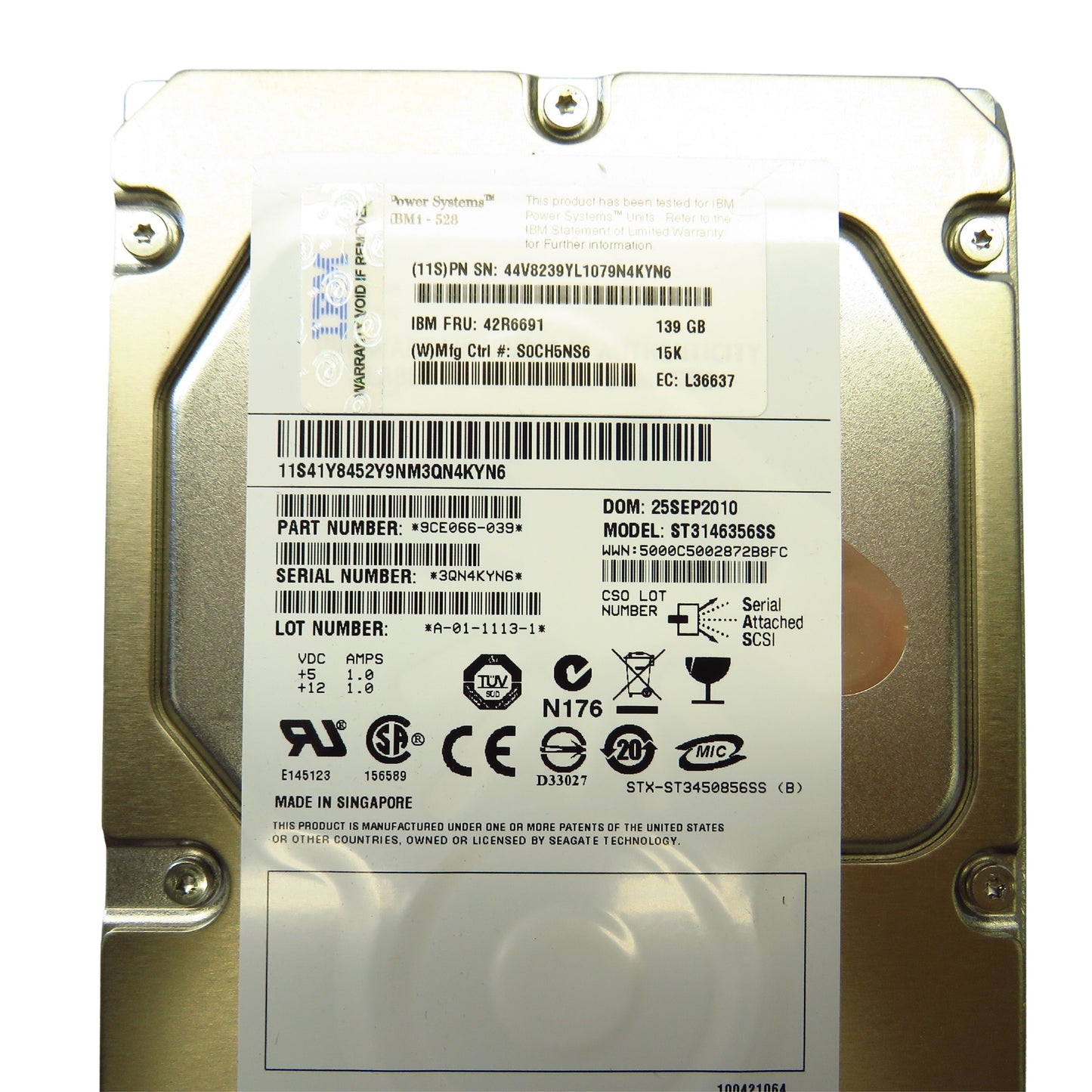IBM 42R6691 139GB 15K RPM 3.5" SAS 3Gbps HDD Hard Drive (Refurbished)