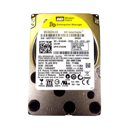 Dell F4D4M 2.5" 300GB 10000RPM SATA III Hard Disk Drive (HDD), Silver (Refurbished)