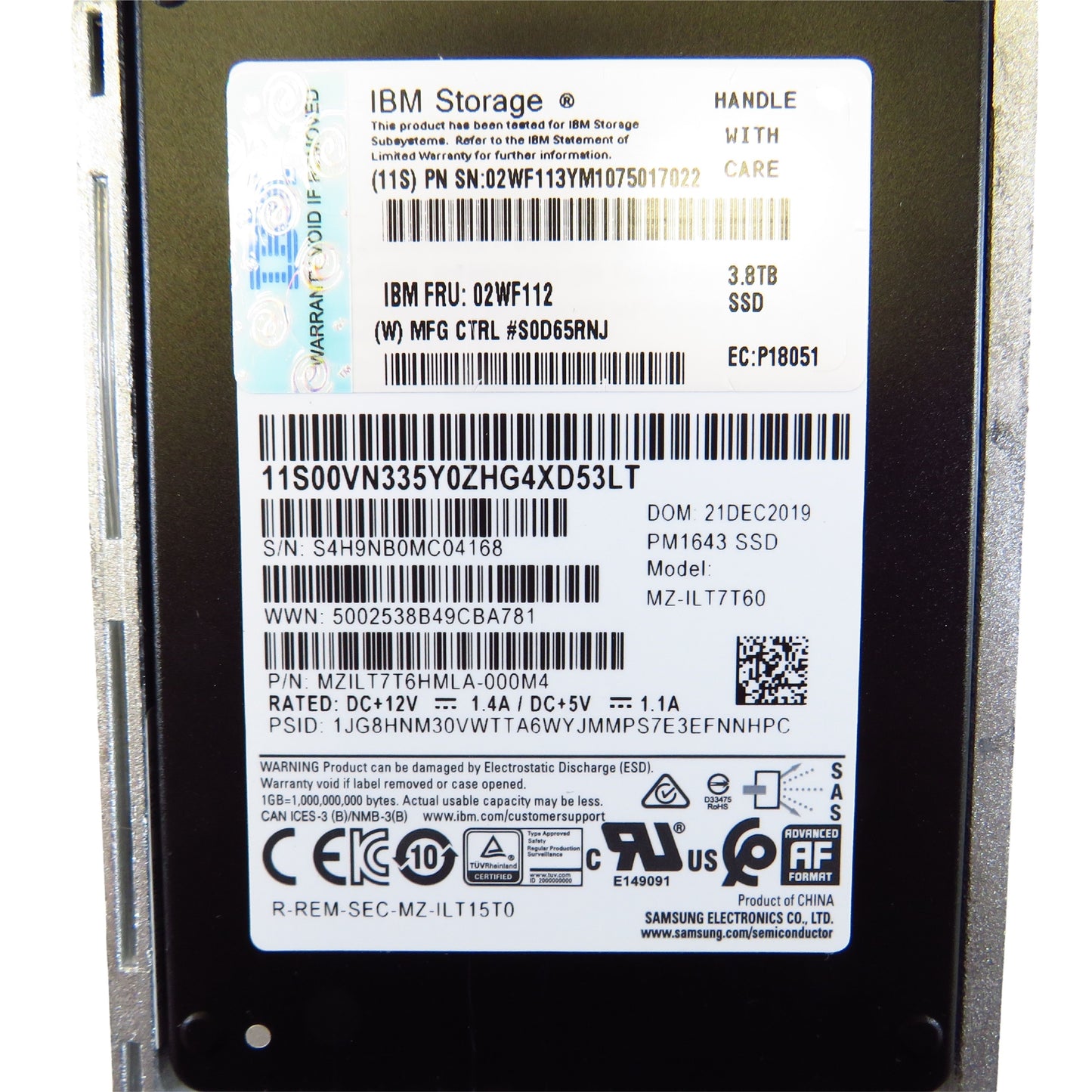 IBM 02WF112 H3I3 3.84TB 2.5" SAS 12Gbps SSD Solid State Drive (Refurbished)