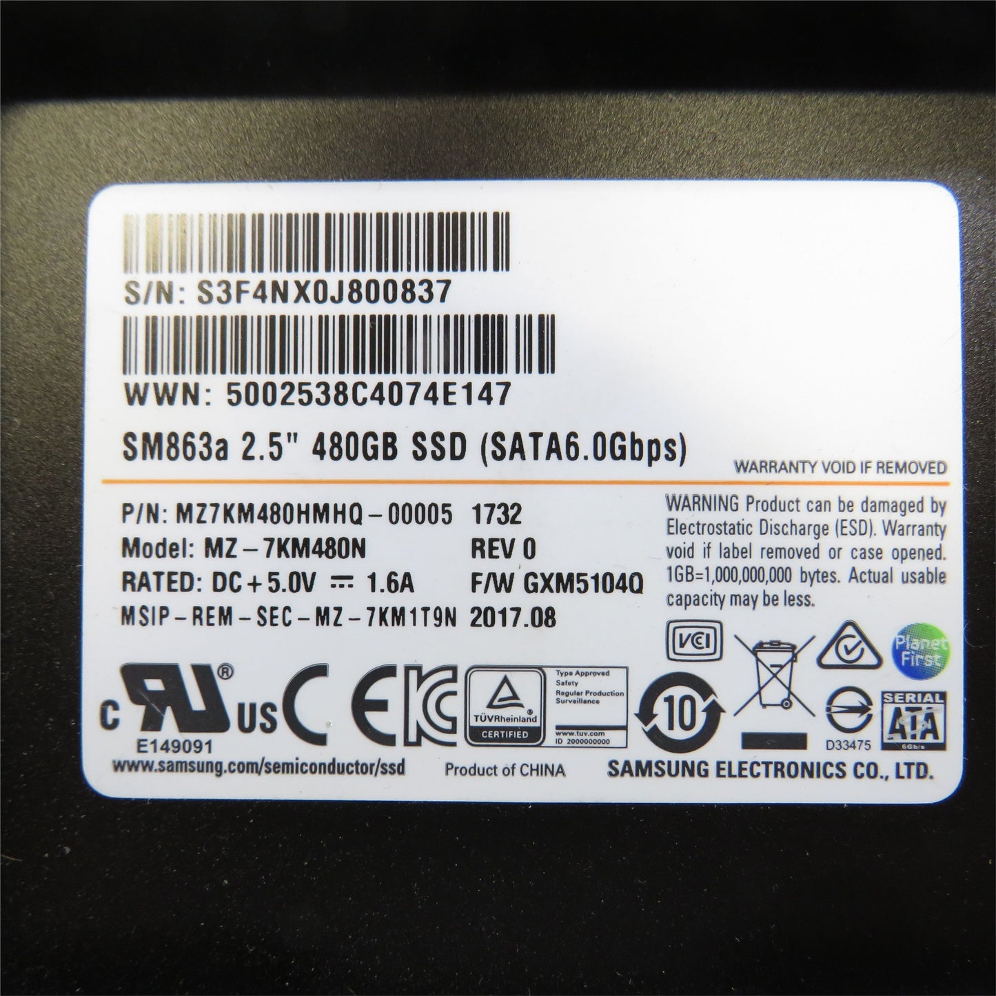Supermicro HDS-2TV-MZ7LM480HCHP005 480GB SATA 6Gbps TLC Solid State Drive SSD (Refurbished)