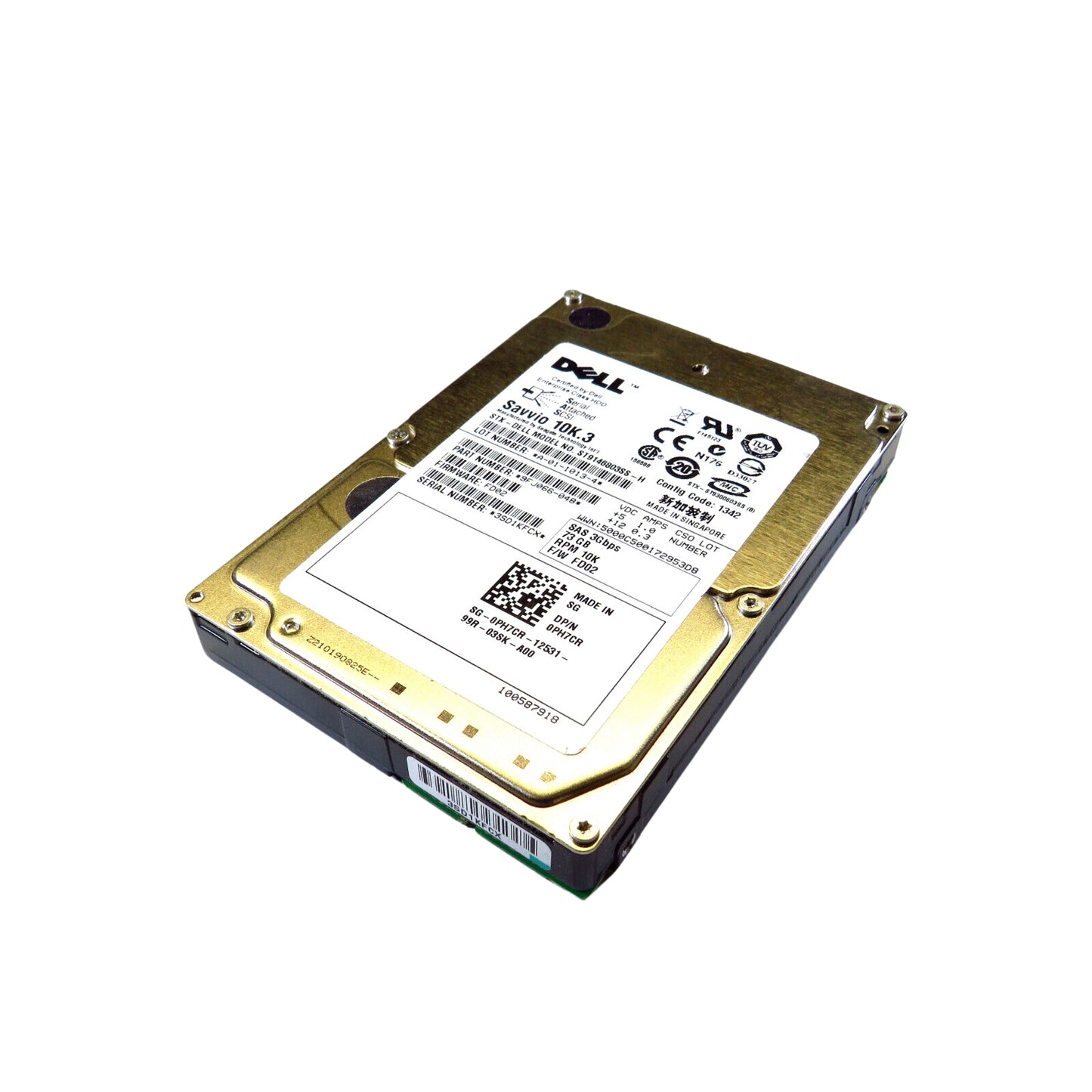 Dell PH7CR 2.5" 73GB 10000RPM SAS 6Gb/s Hard Disk Drive (HDD), Silver (Refurbished)