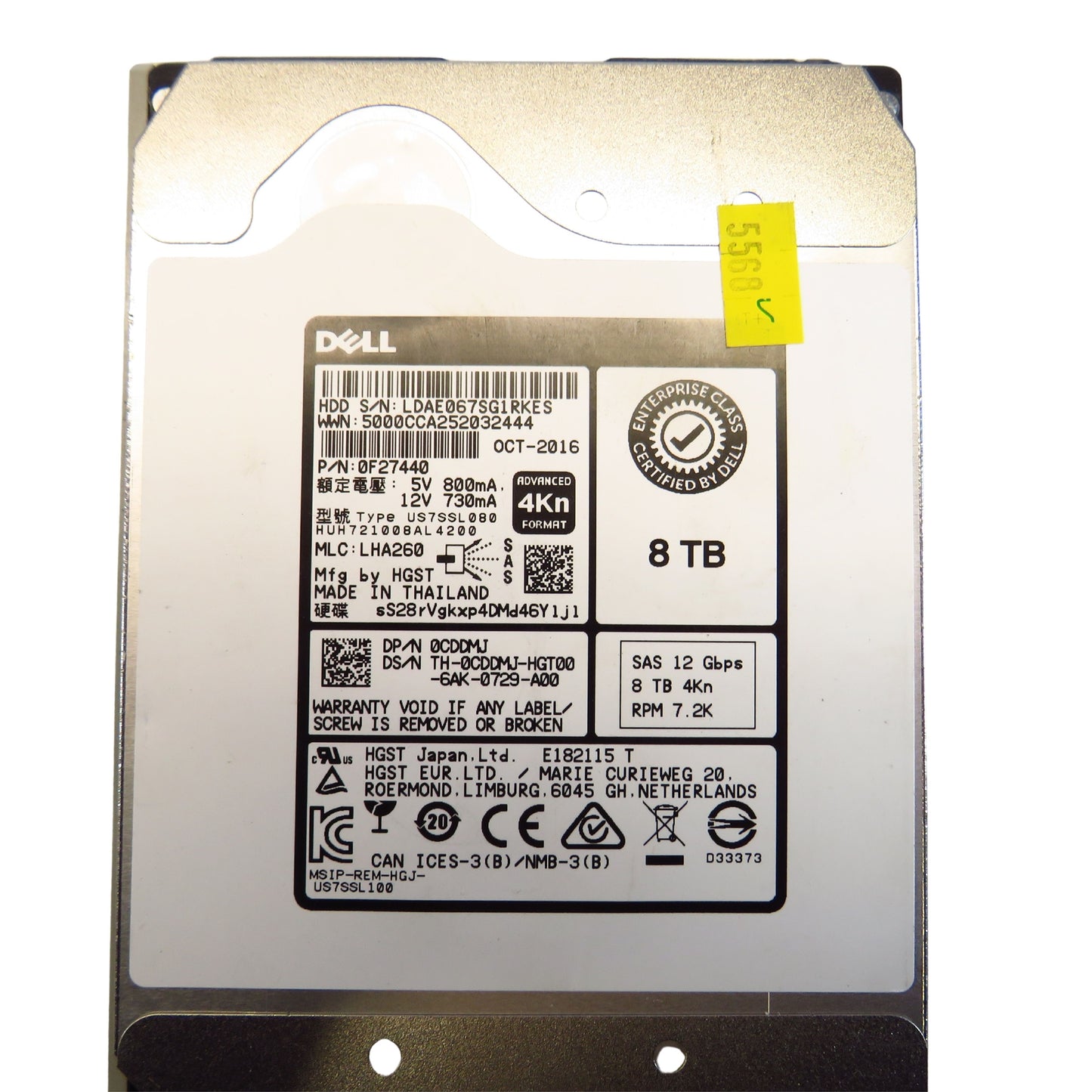 Dell CDDMJ 8TB 7.2K RPM 3.5" SAS 12Gbps 4Kn HDD Hard Drive (Refurbished)
