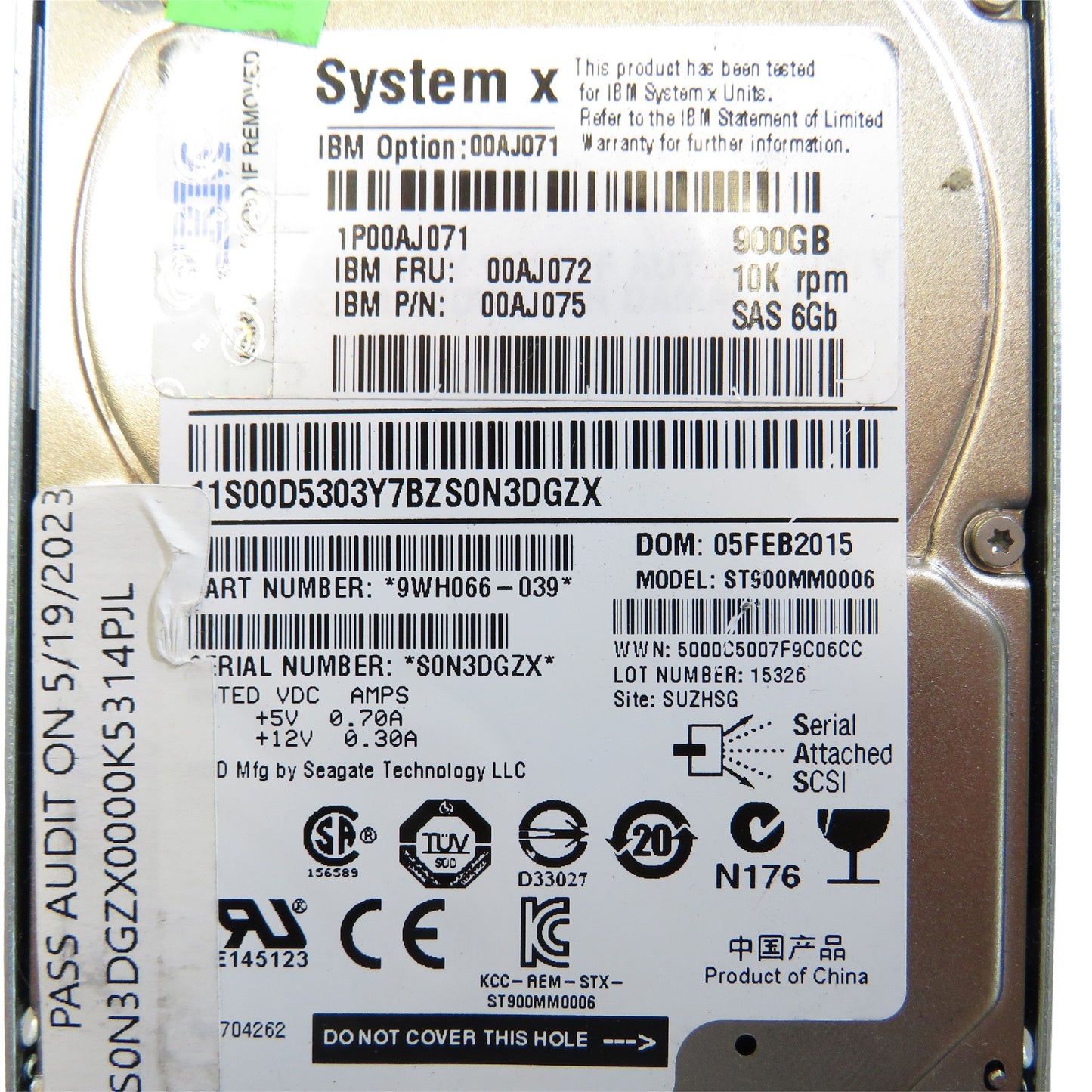 IBM 00AJ072 00AJ071 900GB 10K RPM 2.5" SAS 6Gbps SFF HDD Hard Drive (Refurbished)