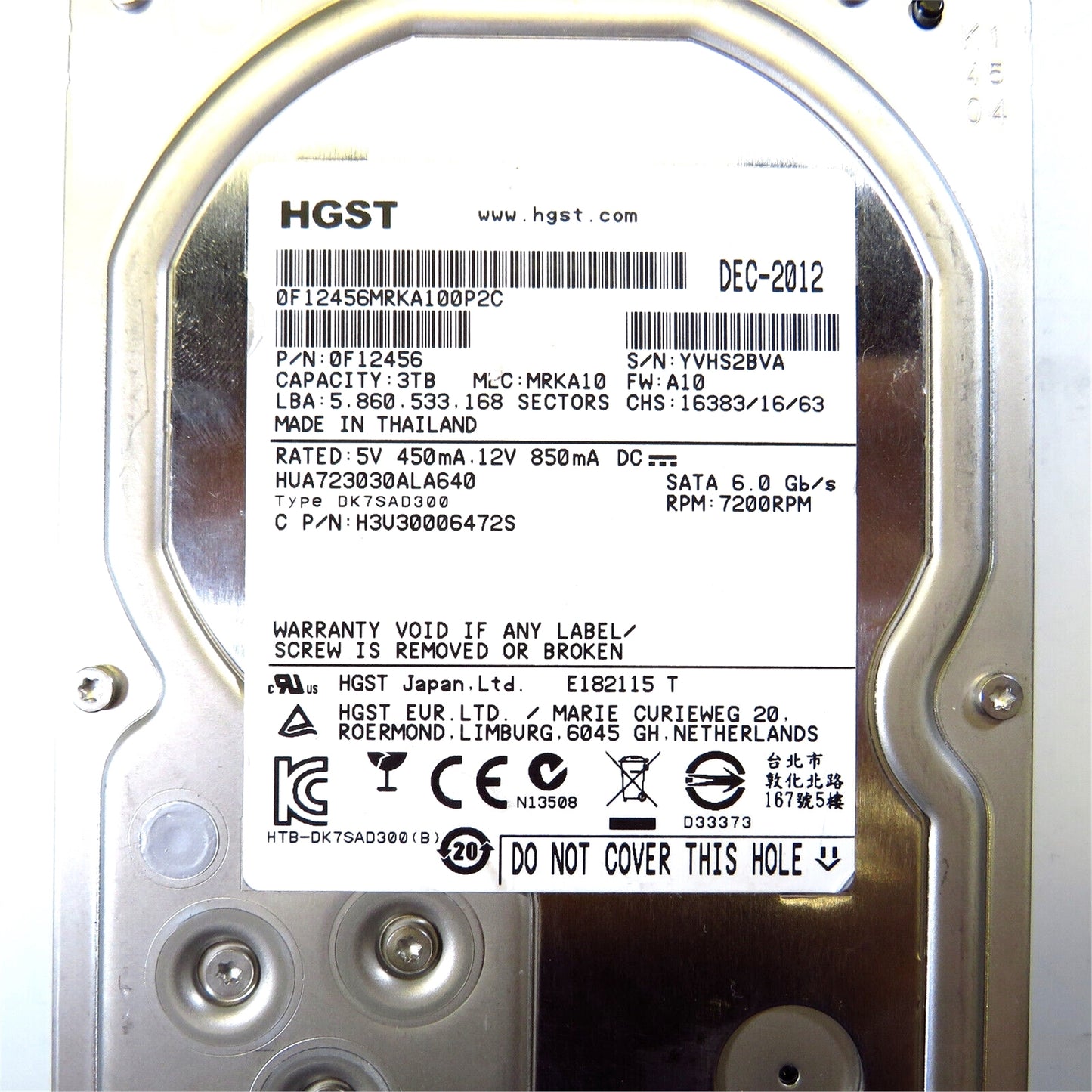 HGST HUA723030ALA640 3.5" 3TB 7200RPM SATA III Hard Disk Drive (HDD), Silver (Refurbished)