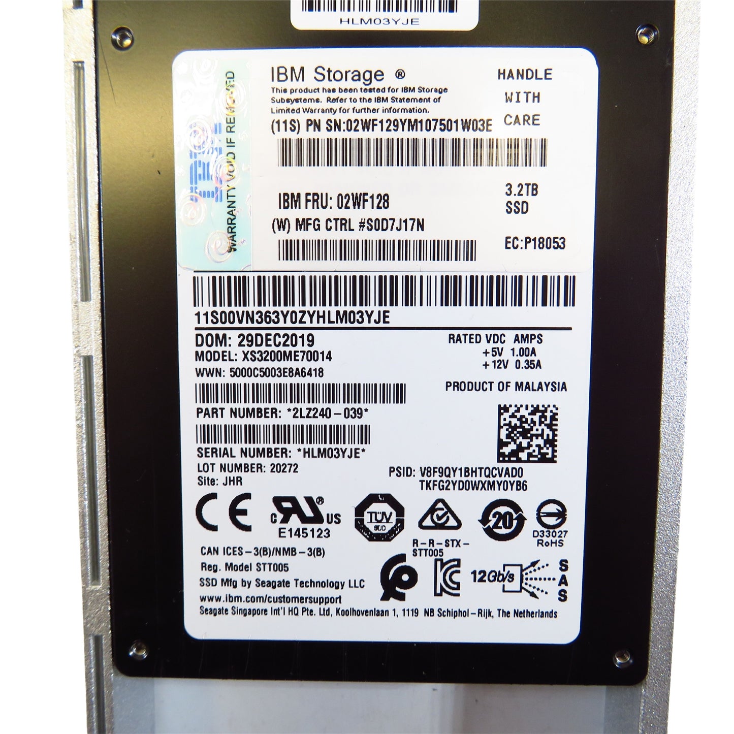 IBM 02WF128 V3C2 3.2TB 2.5" SAS 12Gbps SSD Solid State Drive (Refurbished)