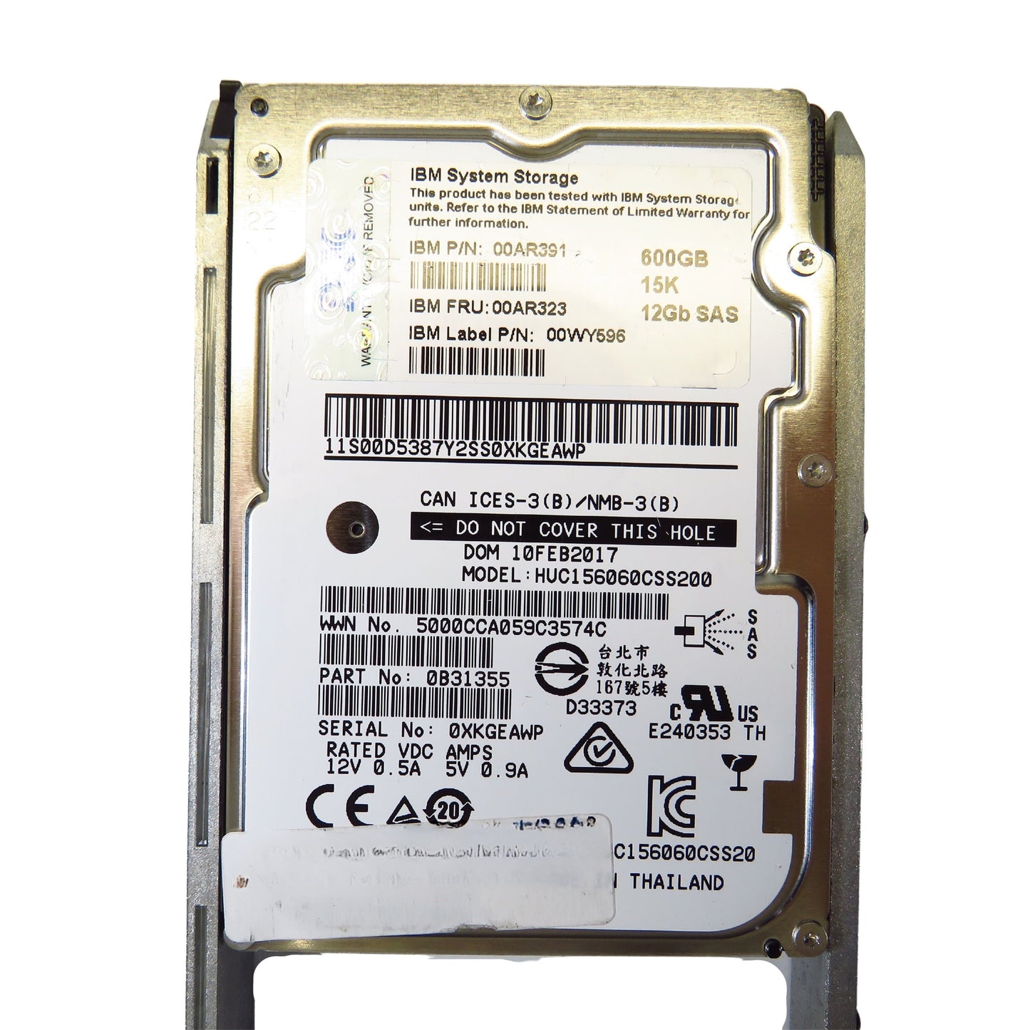 IBM 00AR323 600GB 15K RPM 2.5" SAS 12Gbps V7000 HDD Hard Drive (Refurbished)