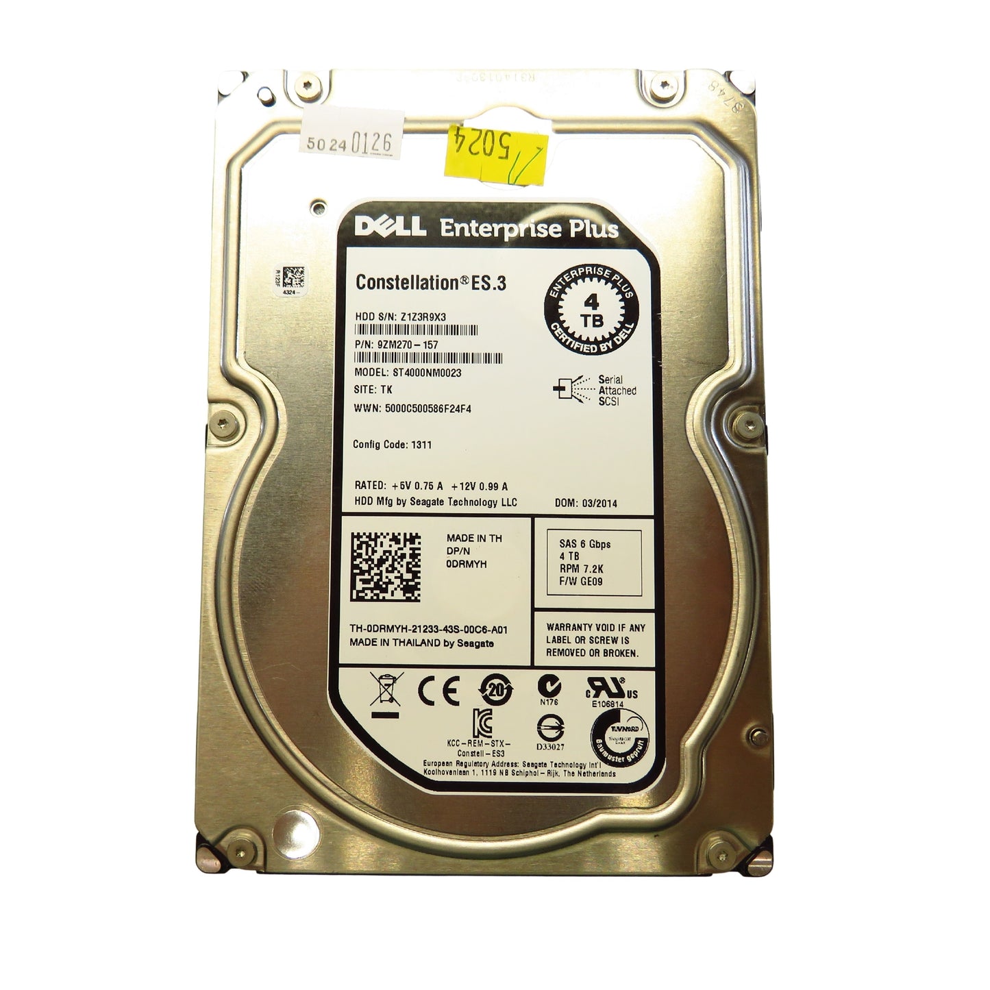 Dell EqualLogic DRMYH 4TB 3.5" SAS 6Gbps 7.2K RPM HDD Hard Drive (Refurbished)