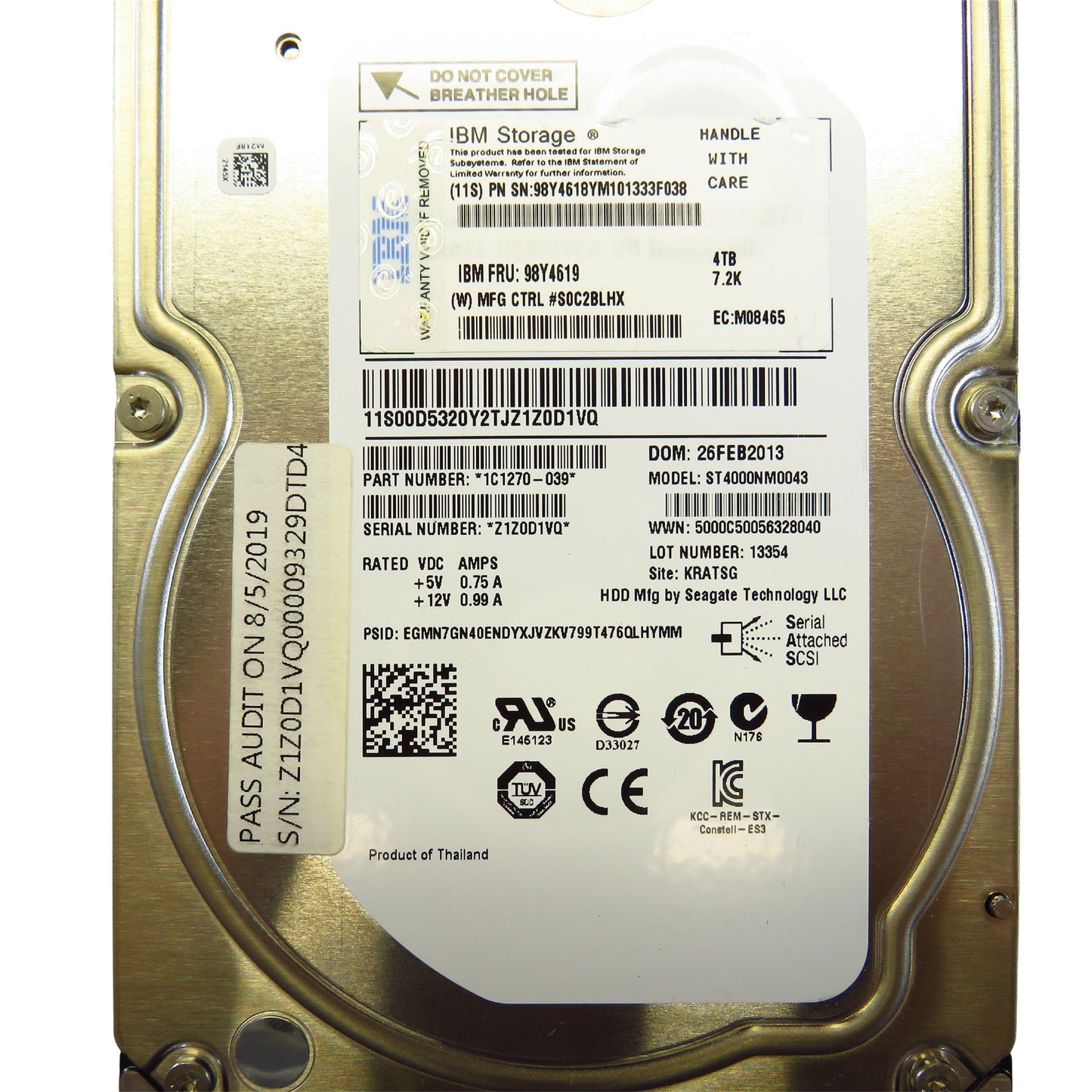IBM 98Y4619 98Y4618 4TB 7.2K RPM 3.5" SAS 6Gbps SED HDD Hard Drive (Refurbished)