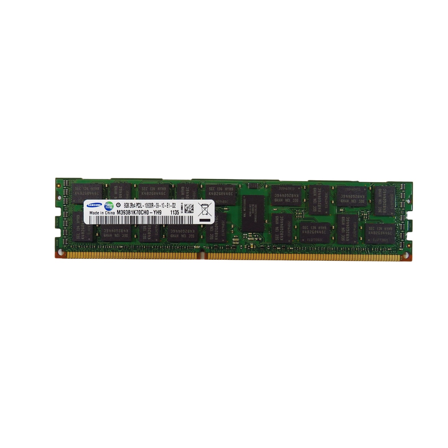 Samsung M393B1K70CH0-YH9 8GB 2Rx4 PC3L-10600R 1333MHz RDIMM Server Memory (Refurbished)