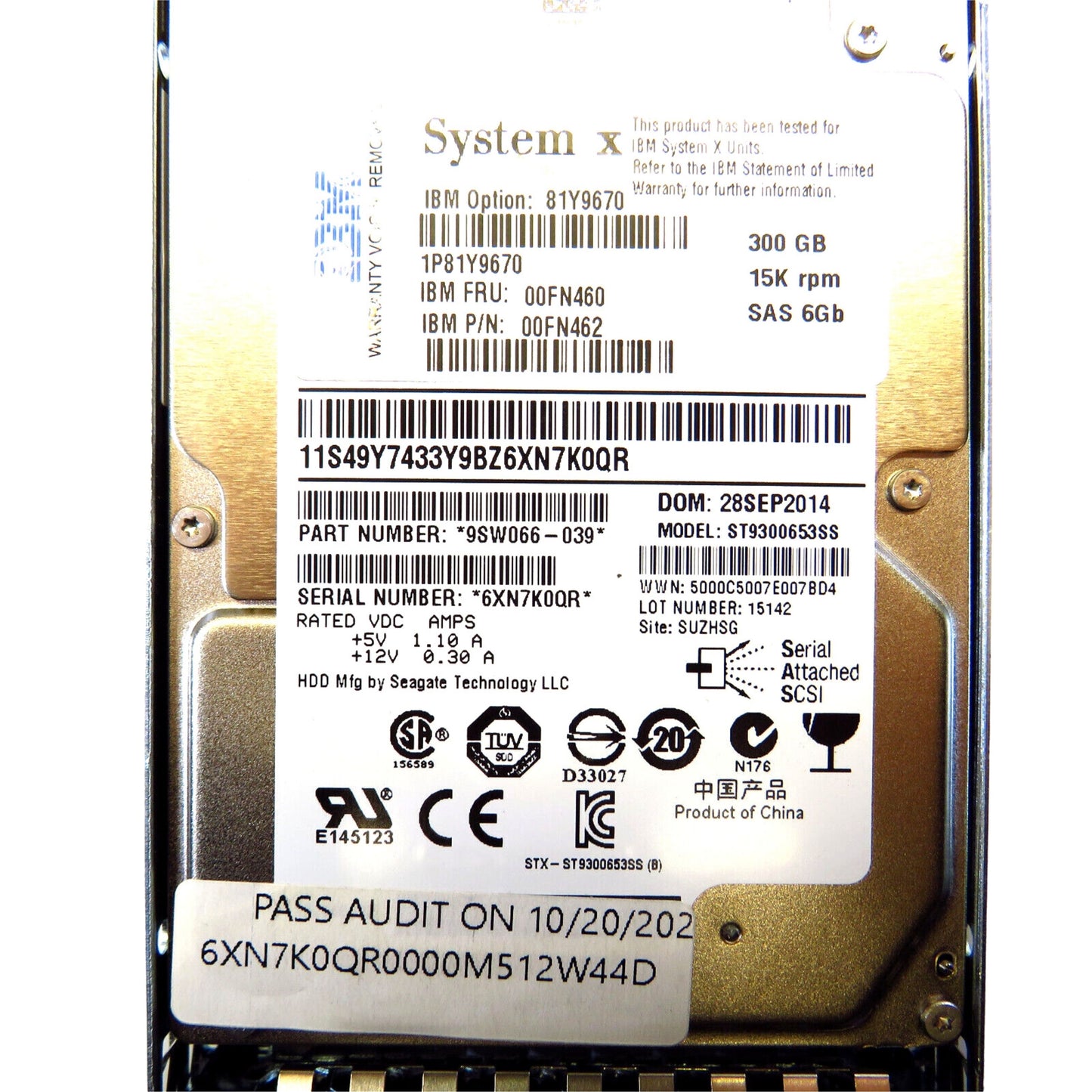 IBM 00FN460 2.5" 300GB 15000RPM SAS 6Gb/s Hard Disk Drive (HDD), Silver (Refurbished)