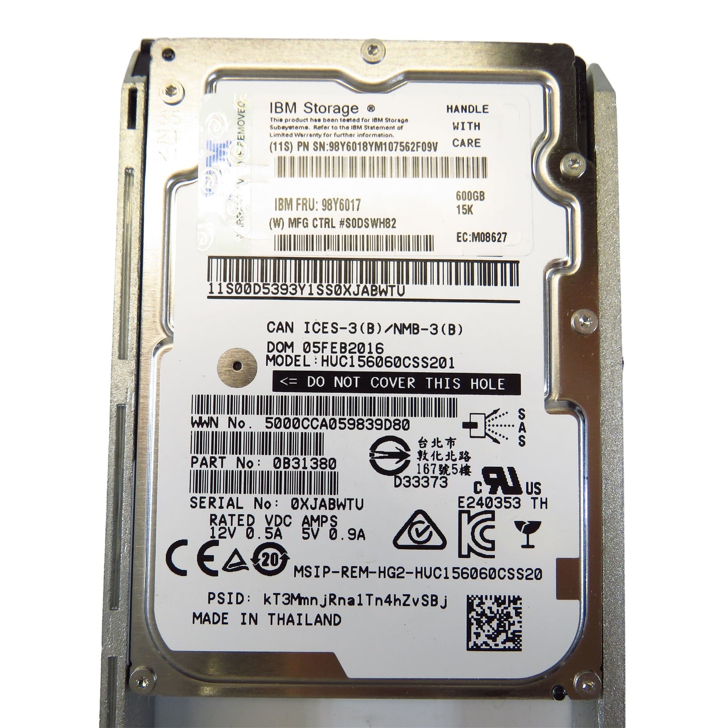 IBM 98Y6017 98Y6018 600GB 15K RPM 2.5" SAS 6Gbps SED HDD Hard Drive (Used - Good)