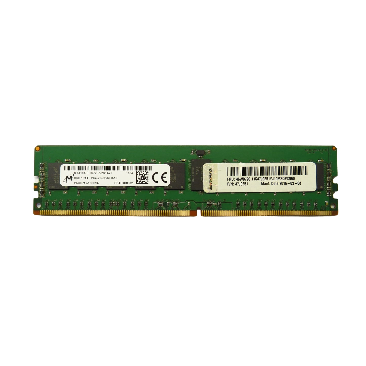 Lenovo 46W0790 47J0251 8GB 1Rx4 PC4-2133P 2133MHz DDR4 RDIMM Server Memory (Refurbished)