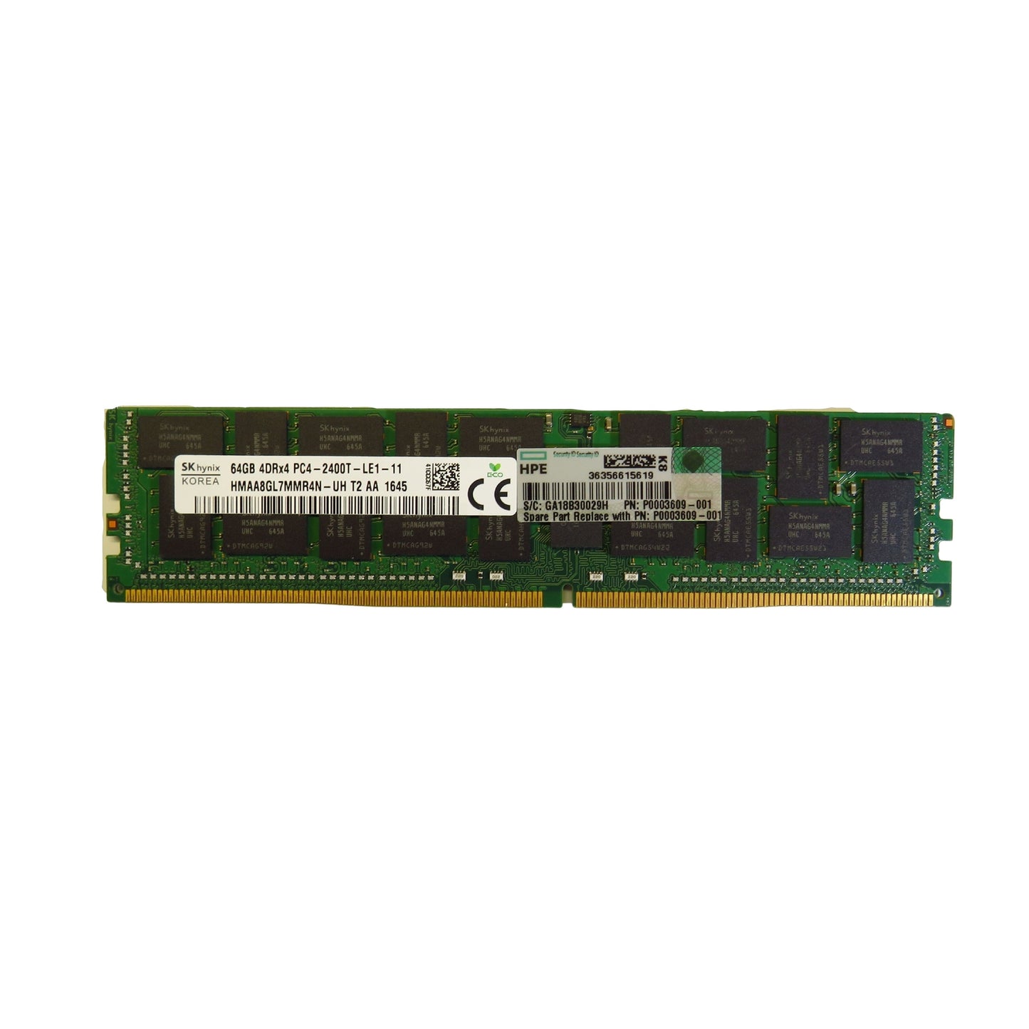 HPE P0003609-001 64GB 4DRx4 PC4-2400T 2400MHz LRDIMM Server Memory (Refurbished)