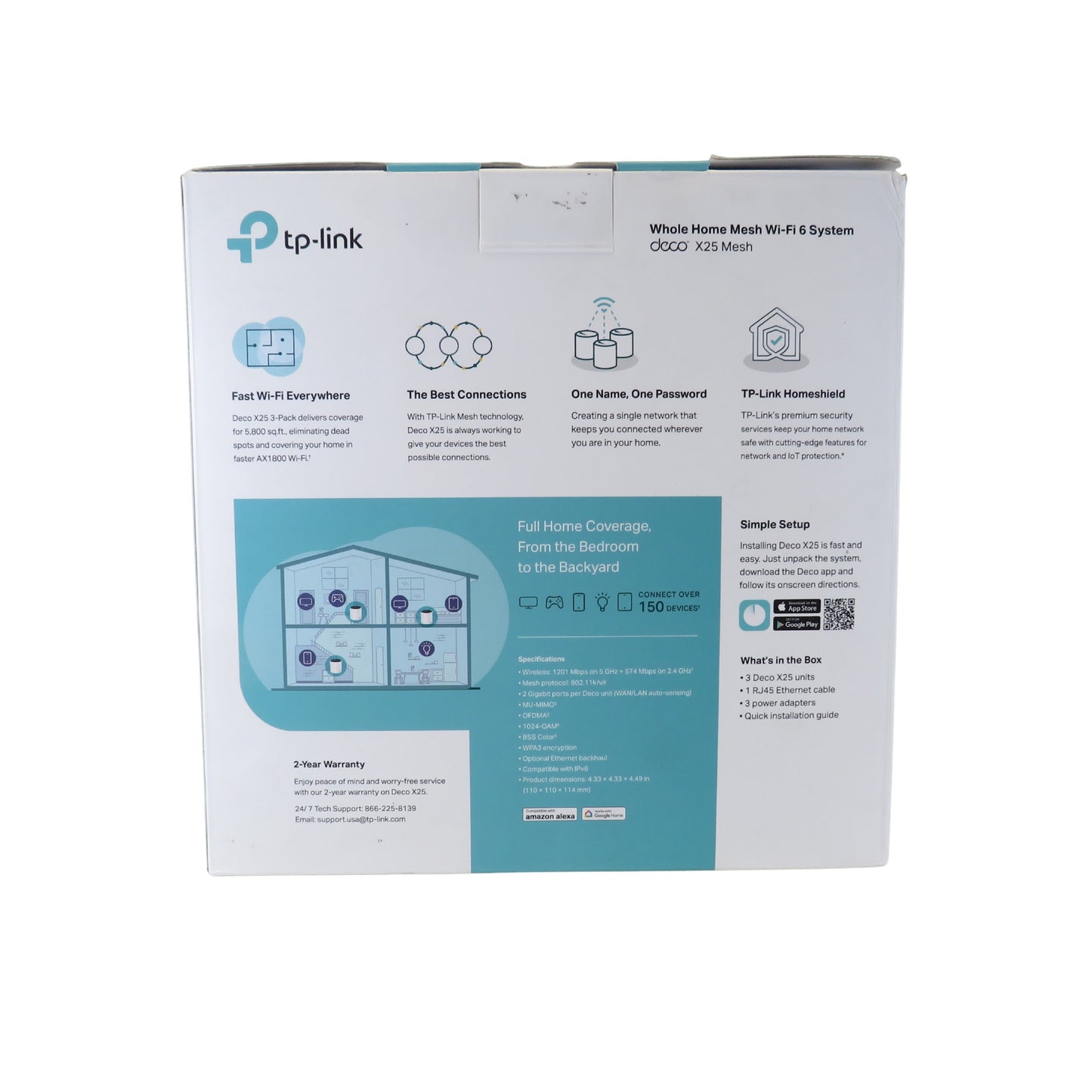 TP-Link Deco X25 (3 pack) AX1800 Whole Home Mesh Wi-Fi 6 System