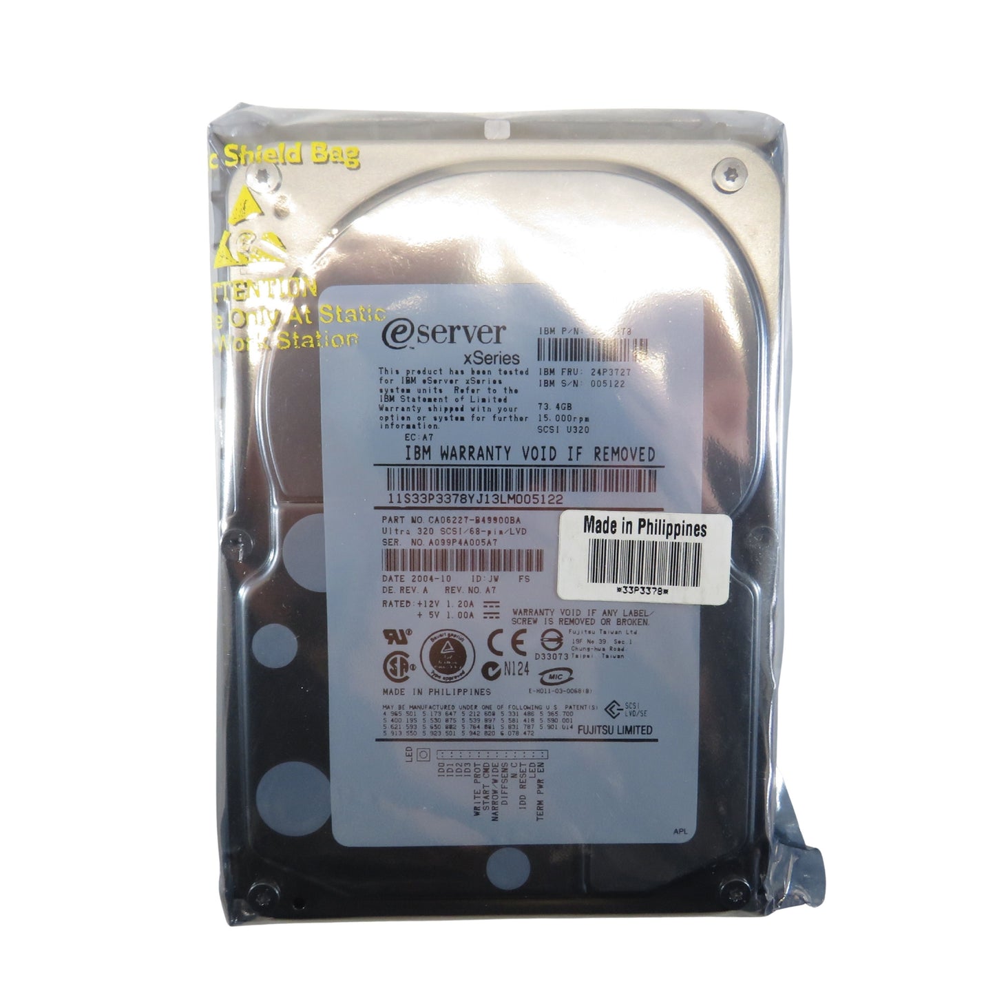 IBM 24P3727 33P3378 73GB 15K RPM 3.5" 68 PIN U320 SCSI HDD Hard Drive (Refurbished)