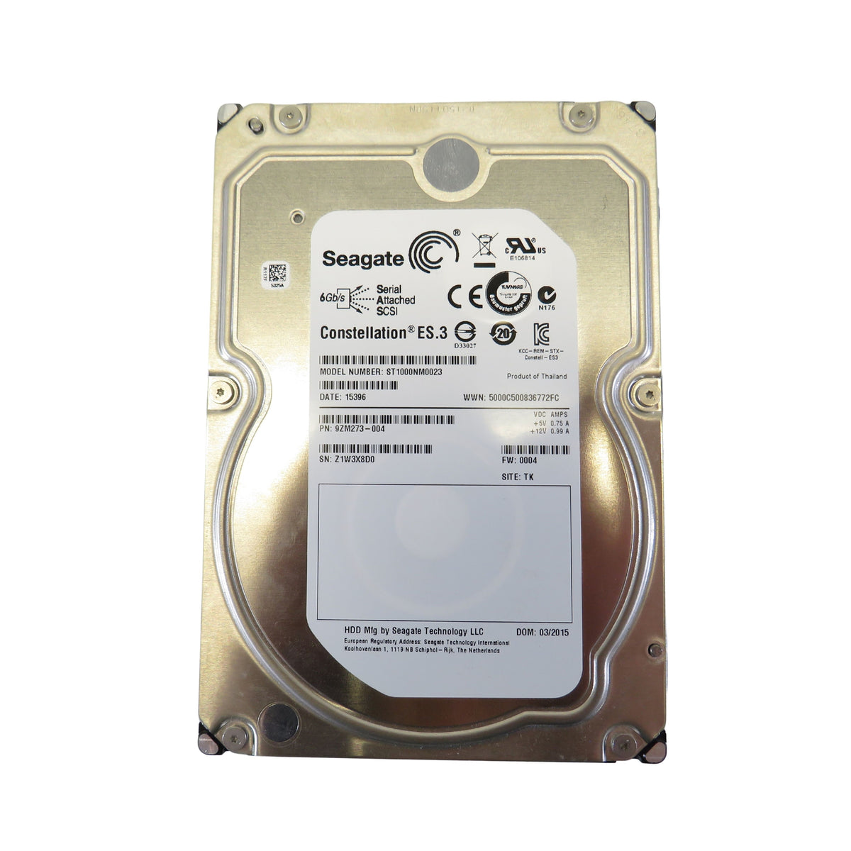 Seagate ST1000NM0023 1TB 7.2K RPM 3.5" SAS 6Gbps HDD Hard Drive (Refurbished)