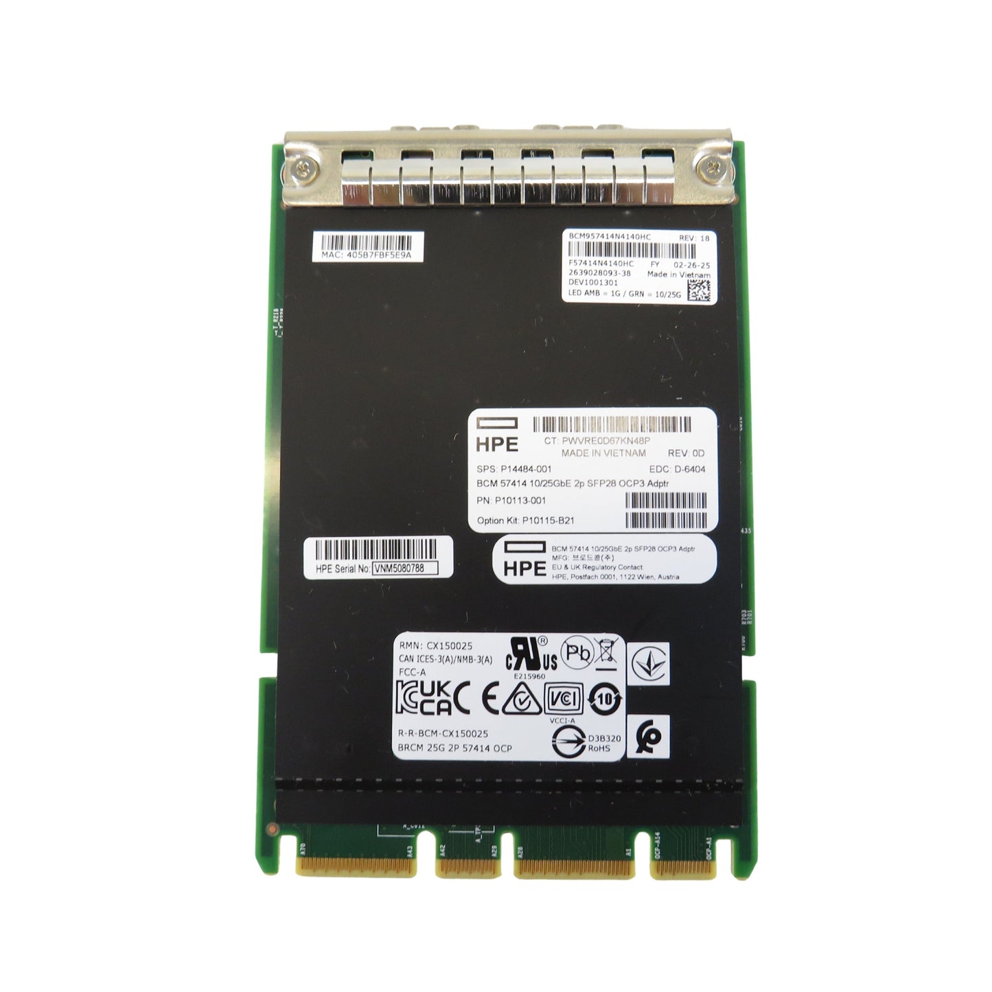 HPE P14484-001 BCM 57414 10/25GbE 2p SFP28 OCP3 Adapter (Refurbished)