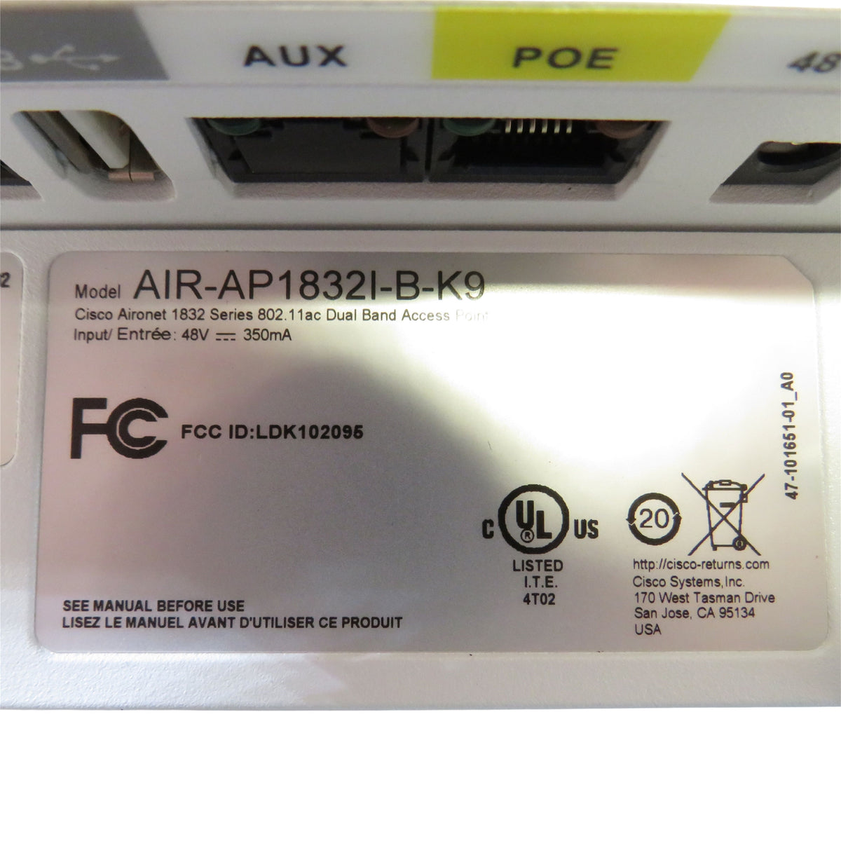 Cisco AIR-AP1832I-B-K9 Aironet 1832 Series Dual Band Access Point (Refurbished)
