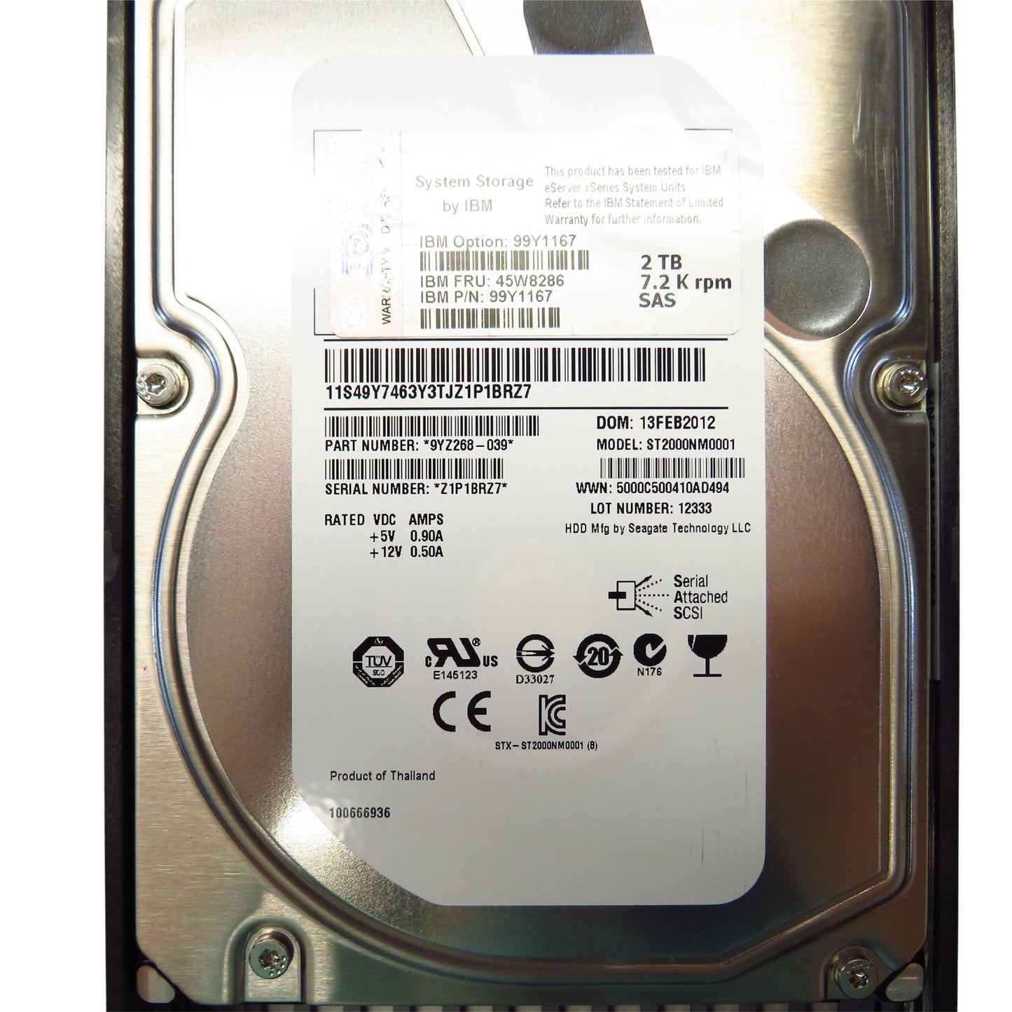 IBM 45W8286 2TB 7.2K RPM 3.5" SAS 6Gbps LFF HDD Hard Drive (Refurbished)