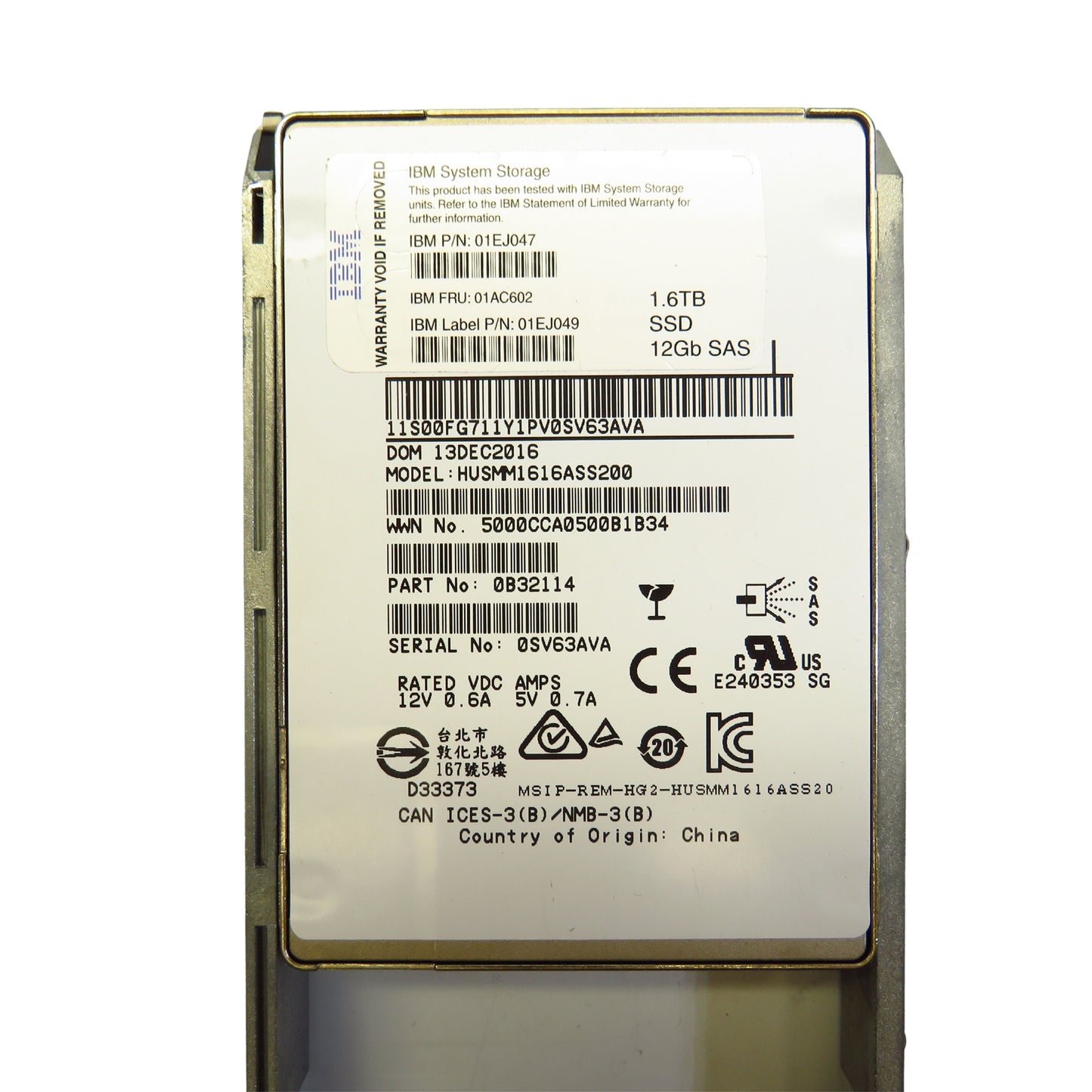 IBM 01AC602 01EJ047 1.6TB 2.5" SAS 12Gbps V5000 Solid State Drive (Refurbished)