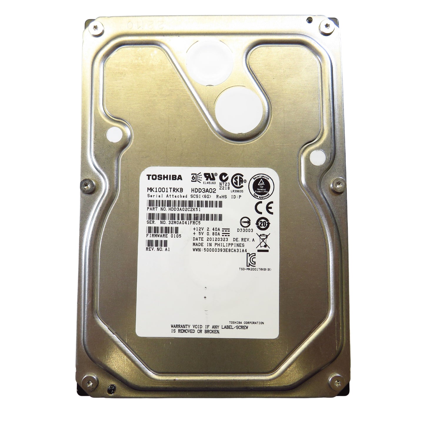 Toshiba MK1001TRKB 1TB 7.2K RPM 3.5" SAS 6Gbps HDD Hard Drive (Refurbished)