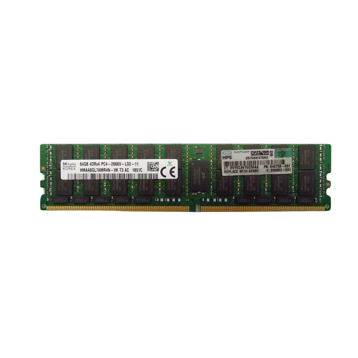 HP 840759-091 815101-B21 64GB 4DRx4 PC4-21300 2666MHz DDR4 Server Memory (Refurbished)