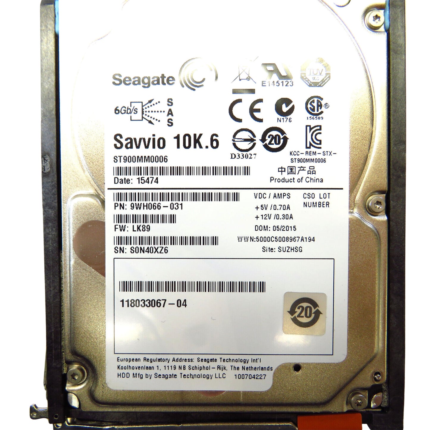 EMC 005050212 2.5" 900GB 10000RPM SAS 6Gb/s Hard Disk Drive (HDD), Silver (Refurbished)