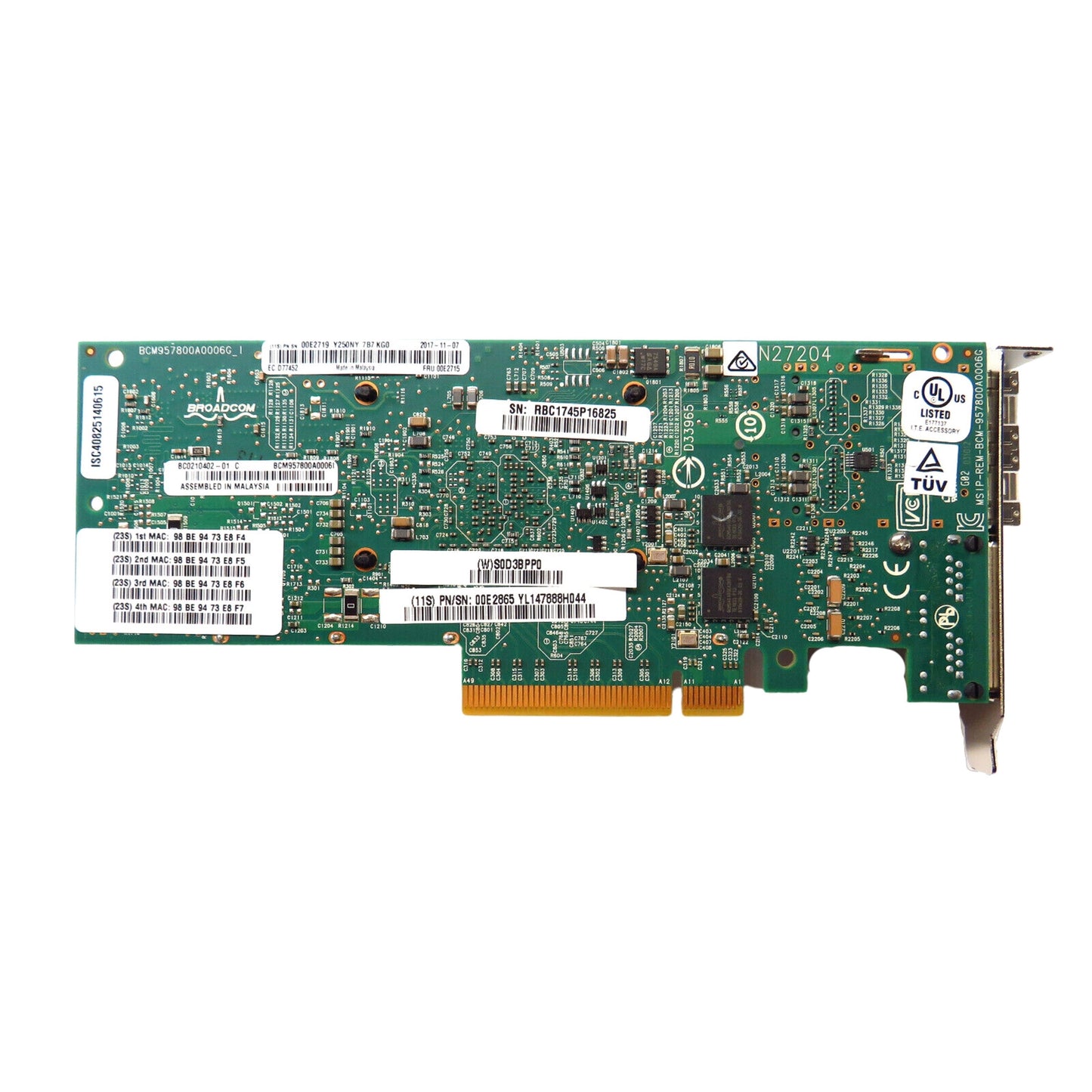 IBM 2CC3 00E2715 4 Port (10Gb+1GbE) SR+RJ45 Adapter Card (Refurbished)