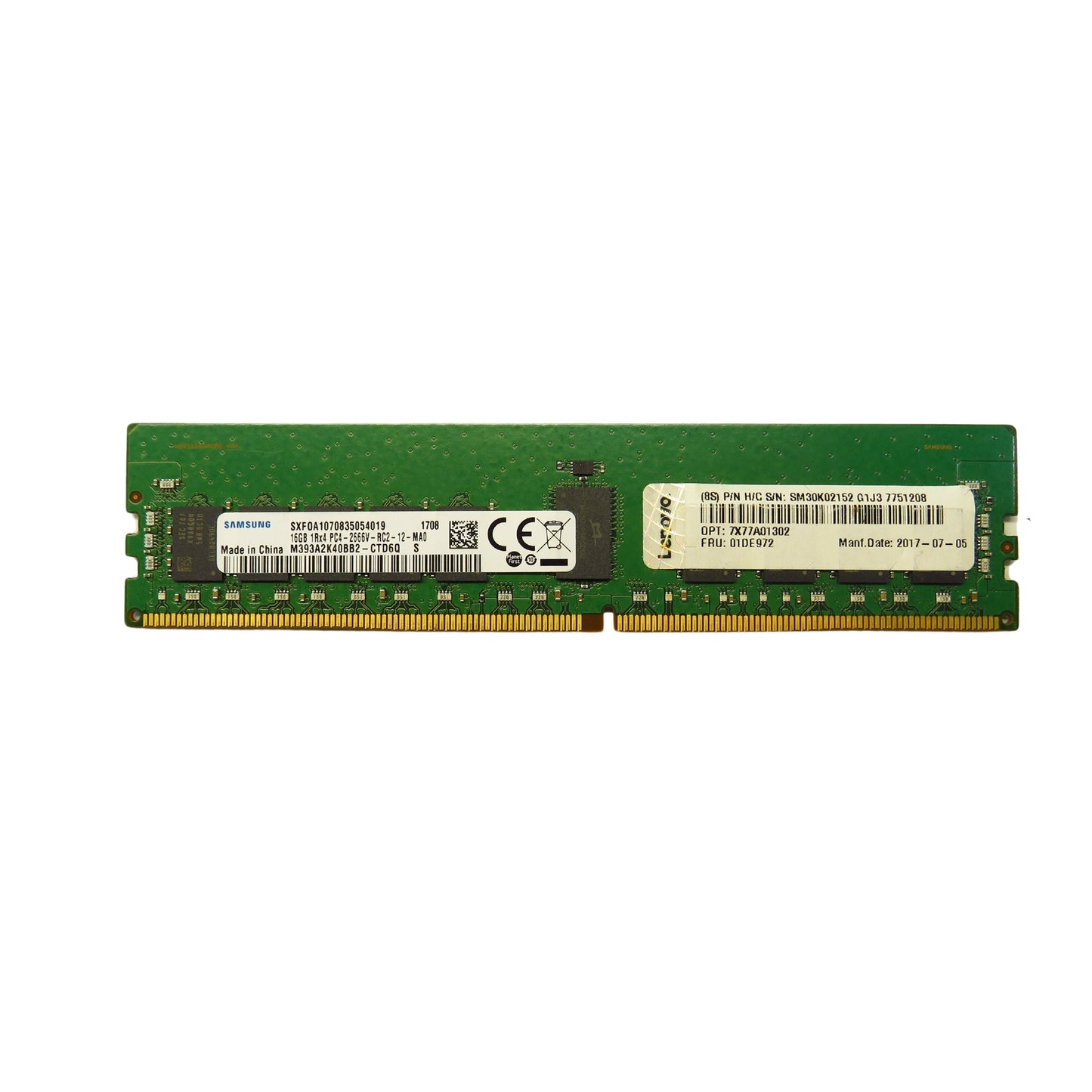Lenovo 01DE972 7X77A01302 16GB 1Rx4 PC4-2666V 2666MHz DDR4 RDIMM Server Memory (Refurbished)