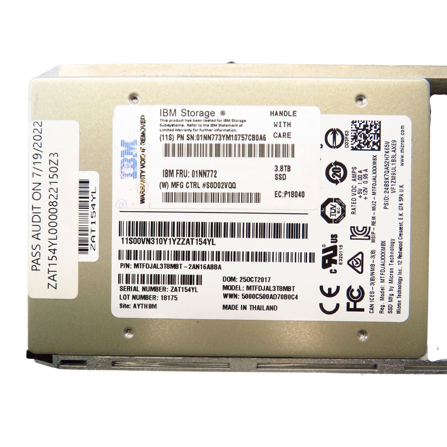 IBM 01NN772 3.8TB 2.5" SAS 12Gbps Server SSD Solid State Drive (Refurbished)