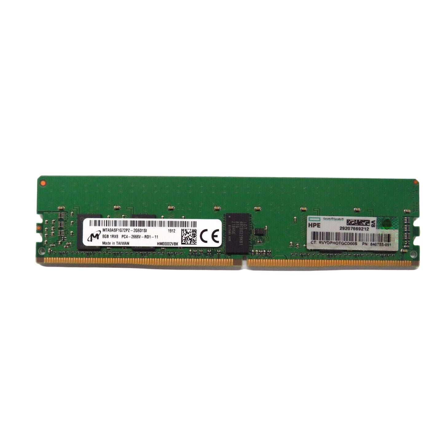 HP 840755-091 8GB 1Rx8 PC4-21300 DDR4 2666MHz RDIMM Server Memory (Refurbished)