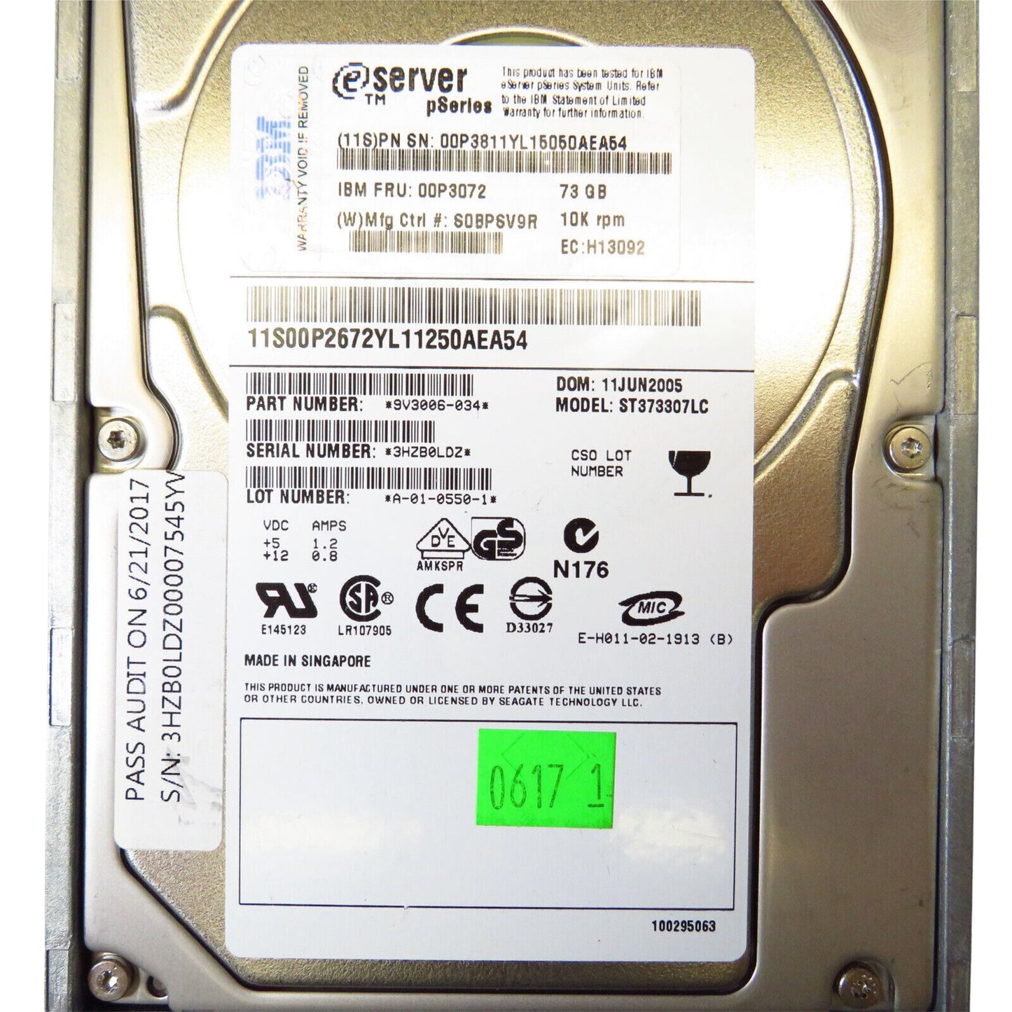 IBM 00P3072 3.5" 73GB 15000RPM SCSI Hard Disk Drive (HDD), Silver (Refurbished)