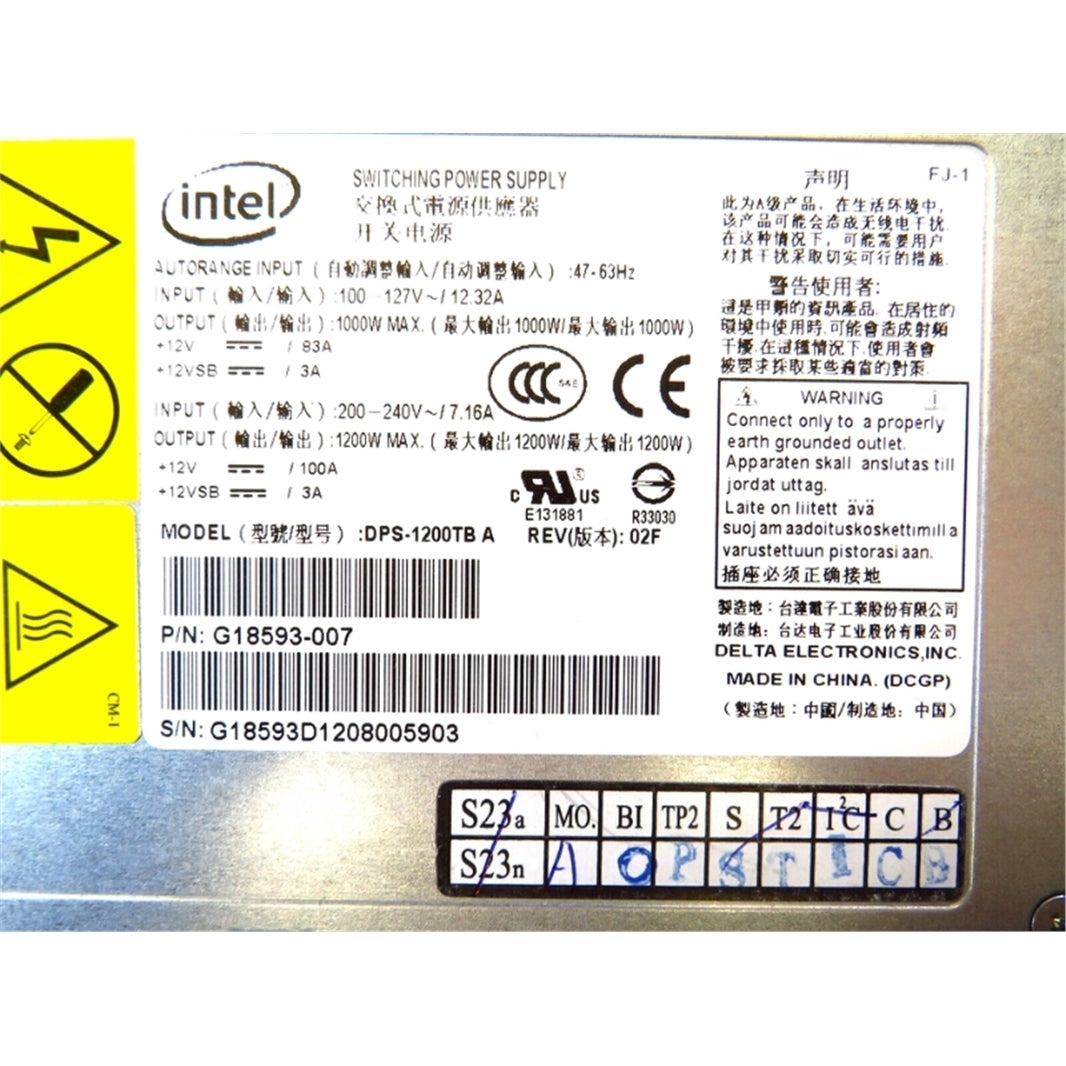 Intel G18593-007 1200W Proprietary Power Supply (Refurbished)