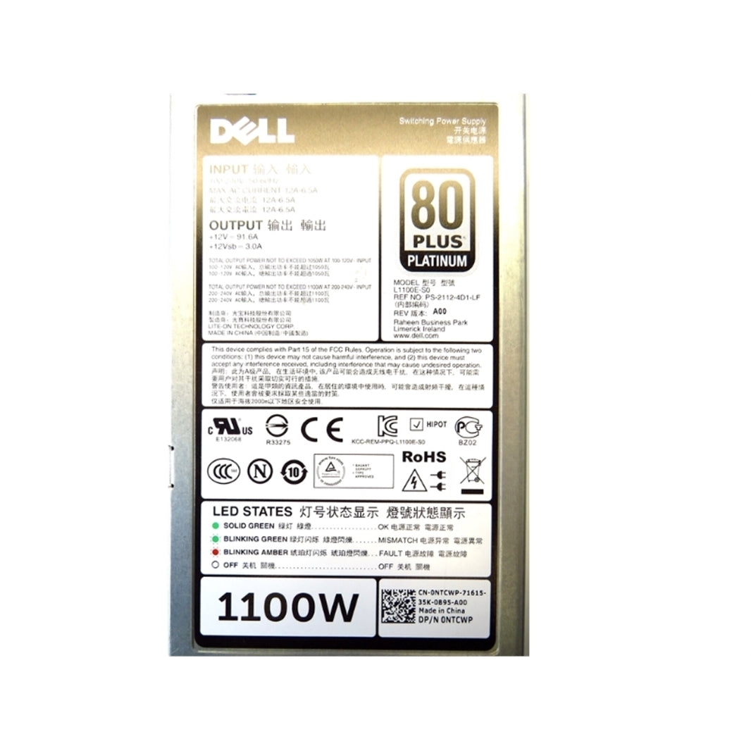 Dell NTCWP 1100W Proprietary Power Supply (Refurbished)