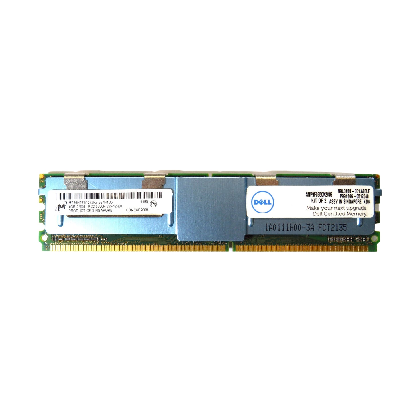 Dell SNP9F035CK2/8G 4GB 2Rx4 PC2-5300F DDR2 9F035 Server Memory (Refurbished)