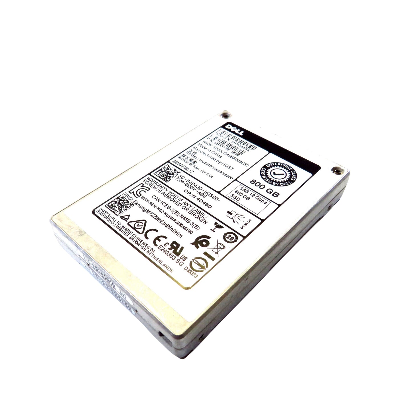 Dell 4D43D HUSMR3280ASS200 800GB 2.5" SAS 12Gbps Solid State Drive (Refurbished)