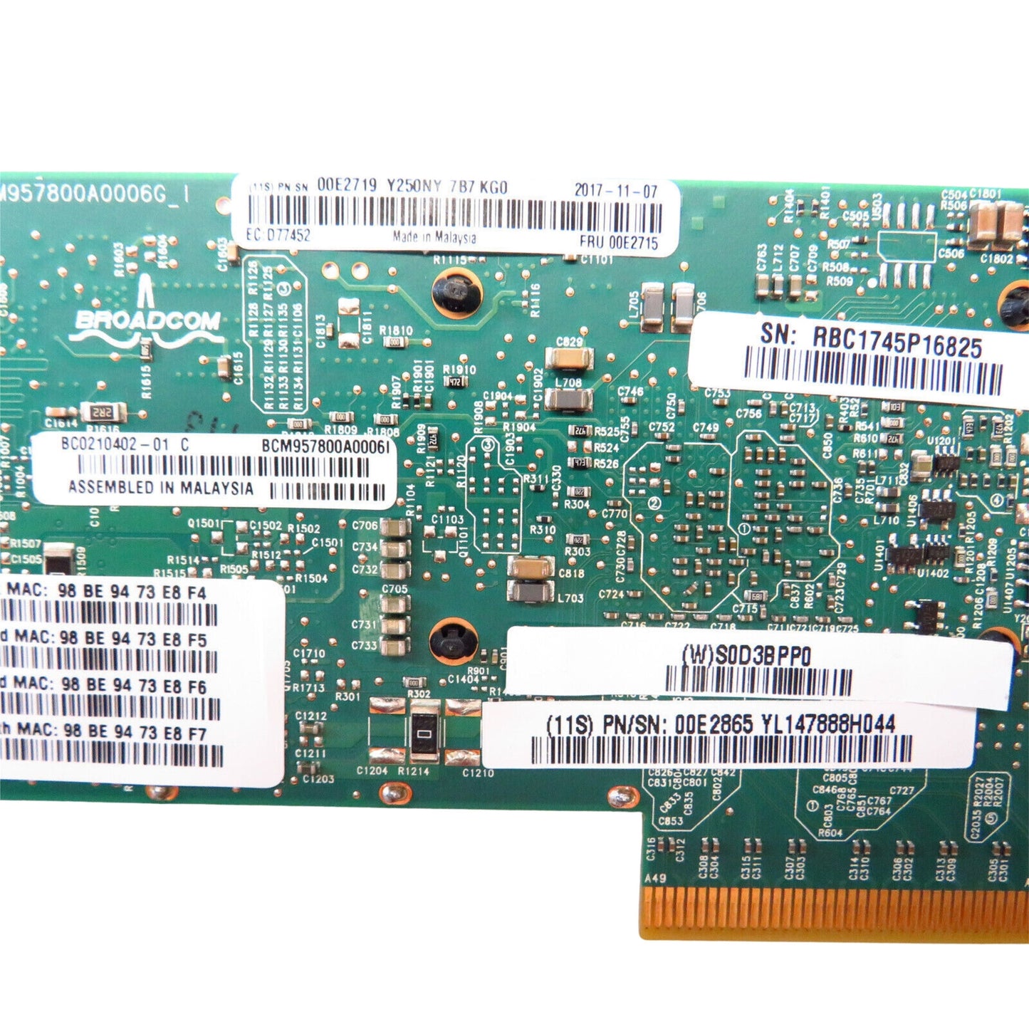 IBM 2CC3 00E2715 4 Port (10Gb+1GbE) SR+RJ45 Adapter Card (Refurbished)