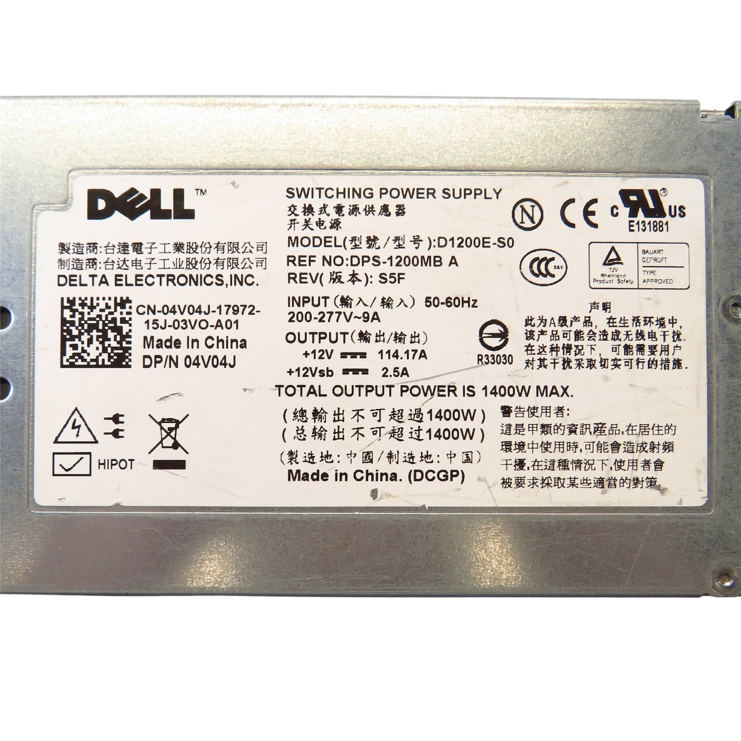 Dell 4V04J 1400W Hot Swap PowerEdge Server Power Supply (Refurbished)