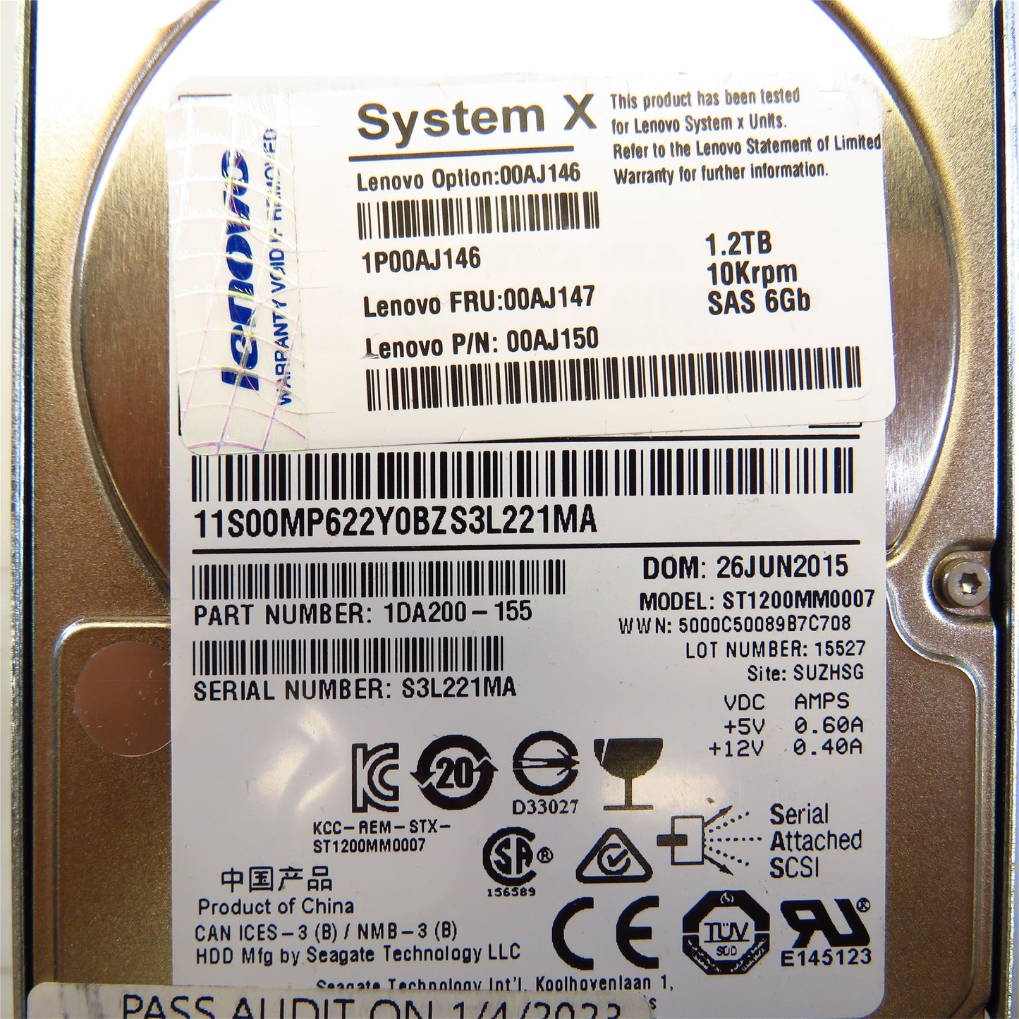 IBM 00AJ147 00AJ146 1.2TB 10K RPM 2.5" SAS 6Gbps HDD Hard Drive (Refurbished)