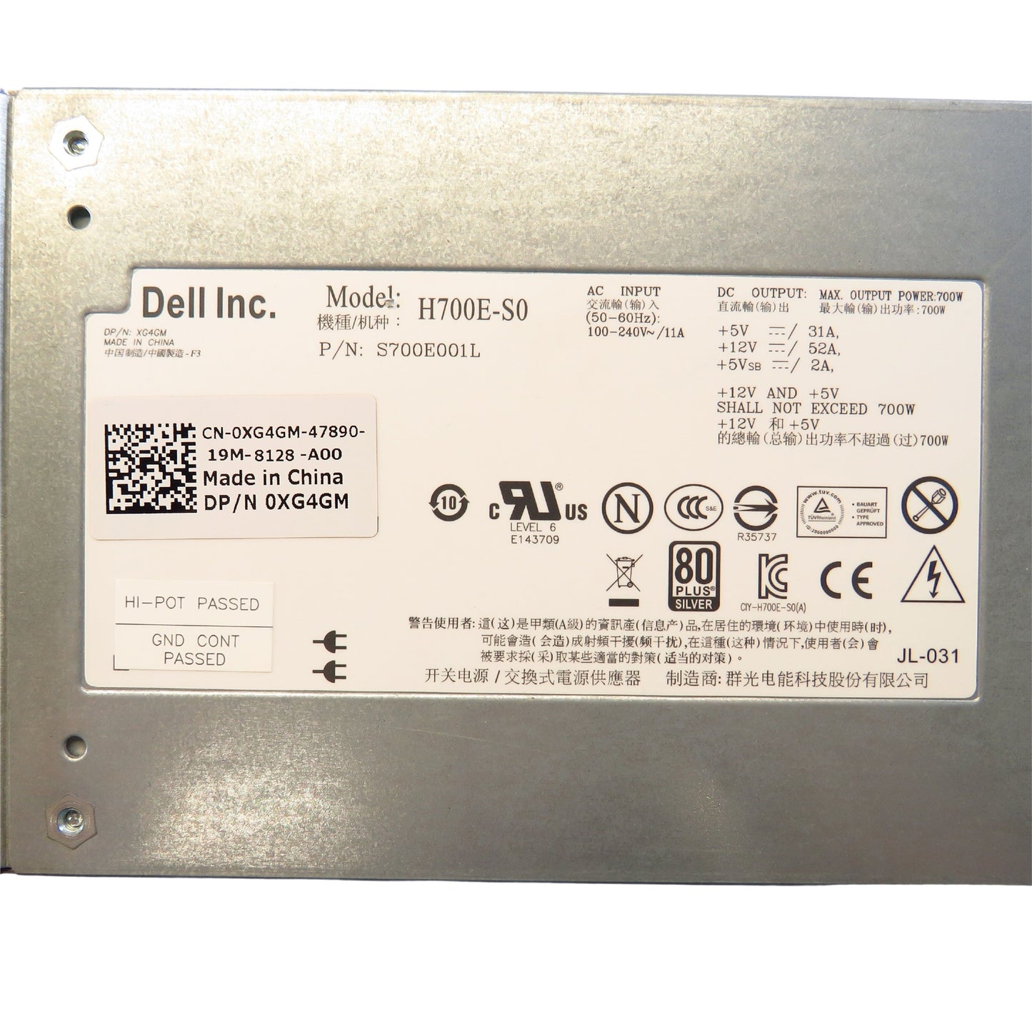 Dell XG4GM 700W Redundant Server Power Supply (Refurbished)