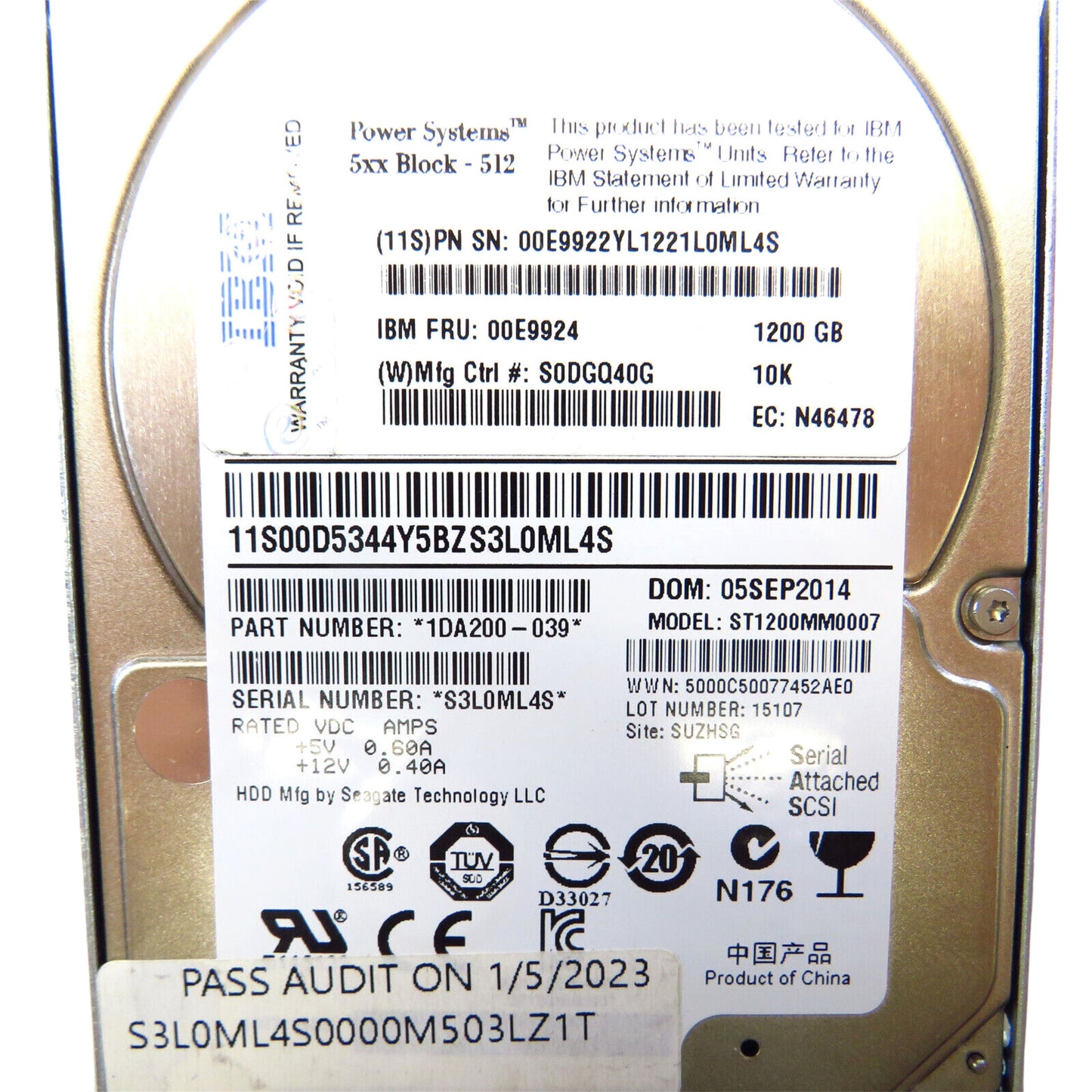 IBM 00E9924 2.5" 1.2TB 10000RPM SAS 6Gb/s Hard Disk Drive (HDD), Silver (Refurbished)