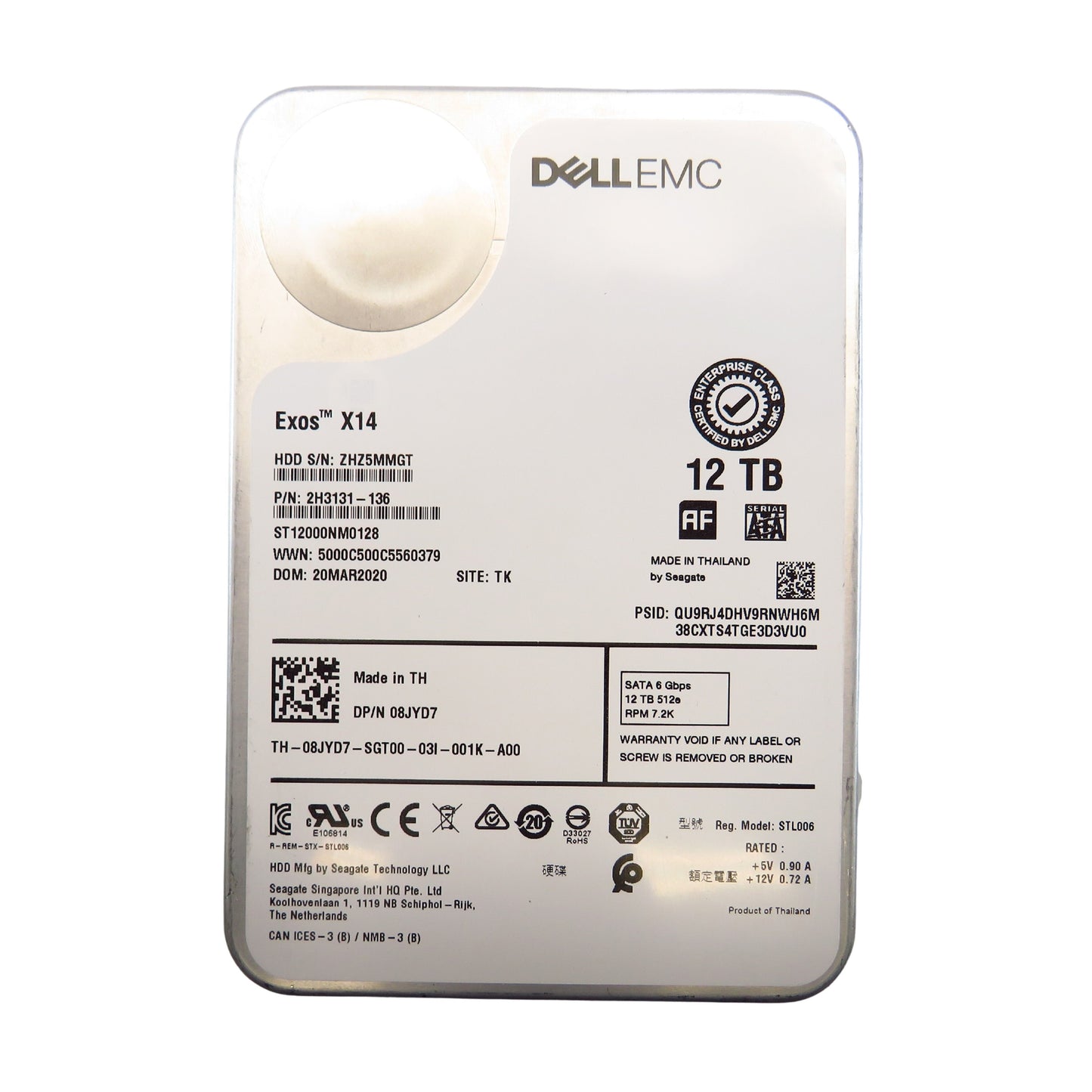 Dell 8JYD7 12TB 7.2K RPM 512e 3.5" SATA 6Gbps HDD Hard Drive (Refurbished)