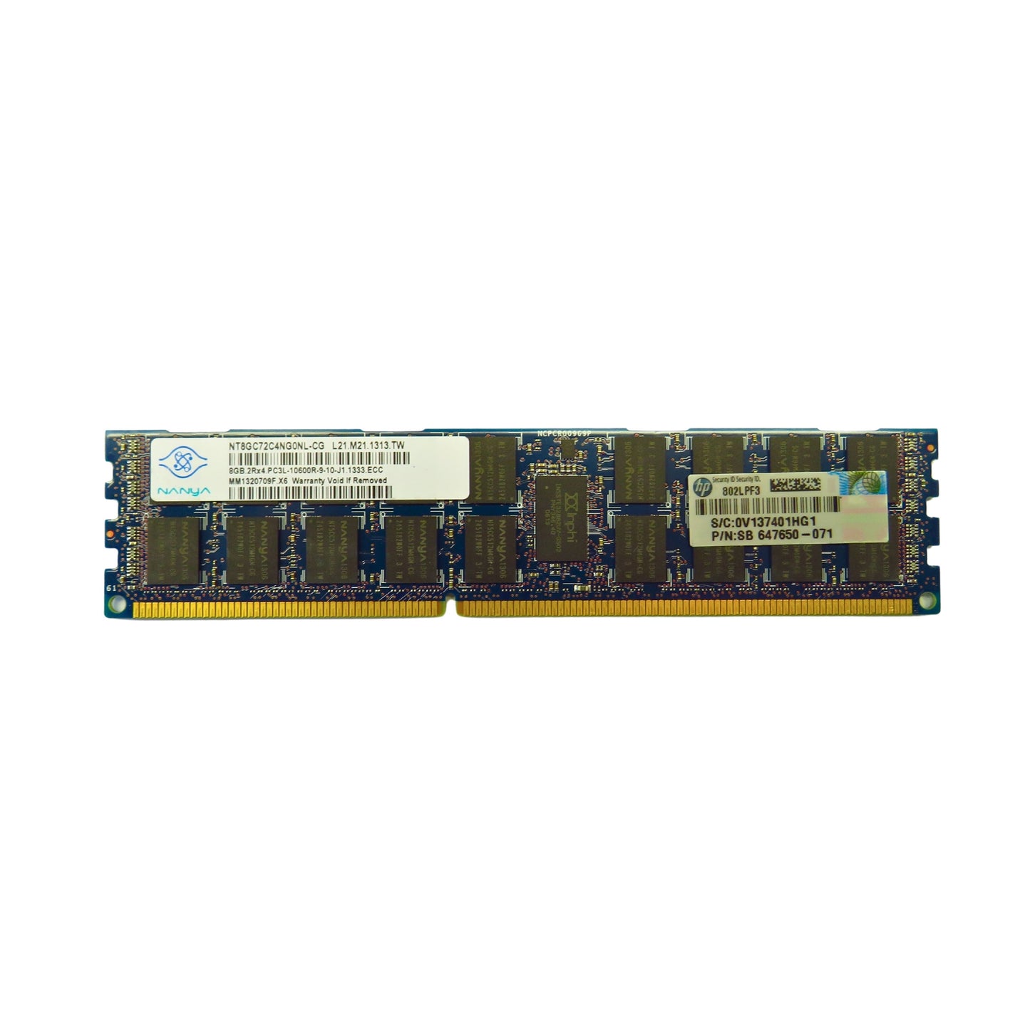 HP 647650-071 8GB 2Rx4 PC3L-10600R 1333MHz DDR3 ECC RDIMM Server Memory (Refurbished)
