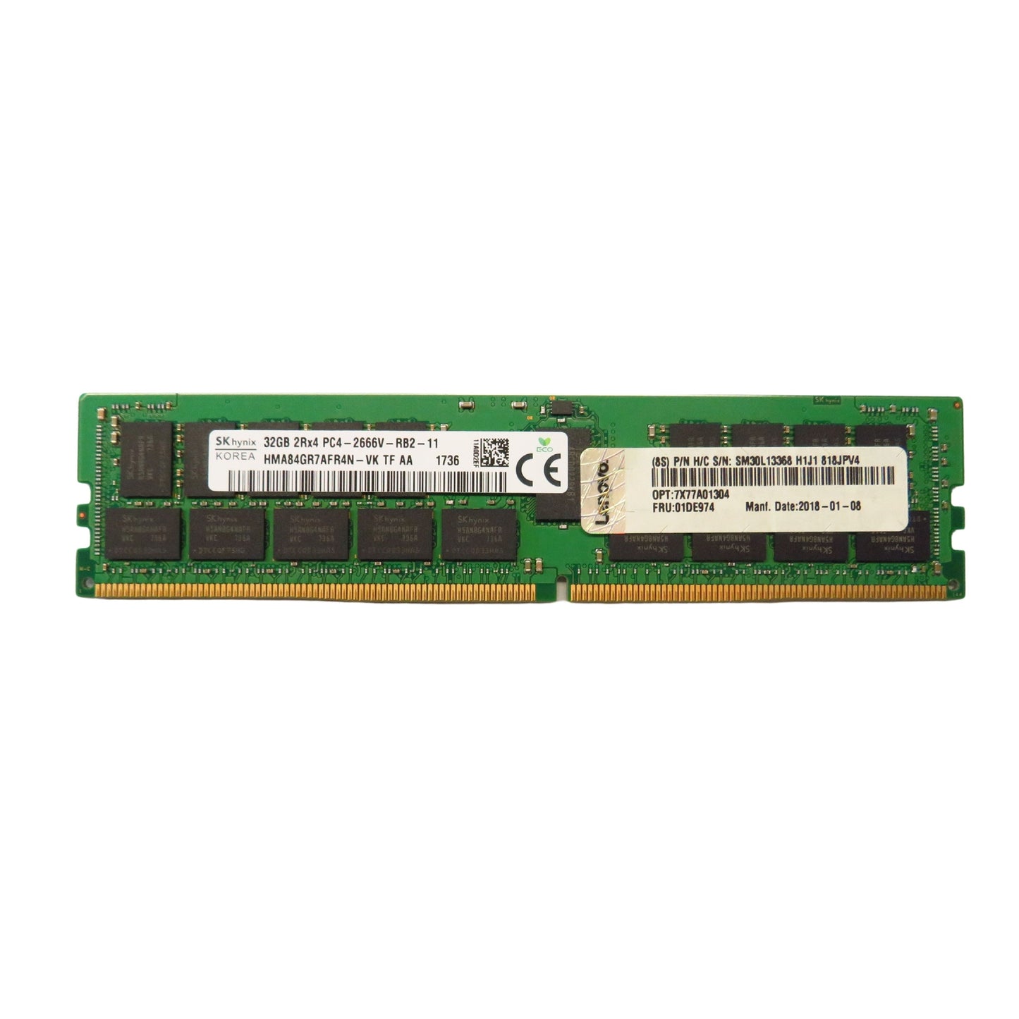 Lenovo 01DE974 7X77A01304 32GB 2Rx4 PC4-2666V 2666MHz DDR4 RDIMM Server Memory (Refurbished)