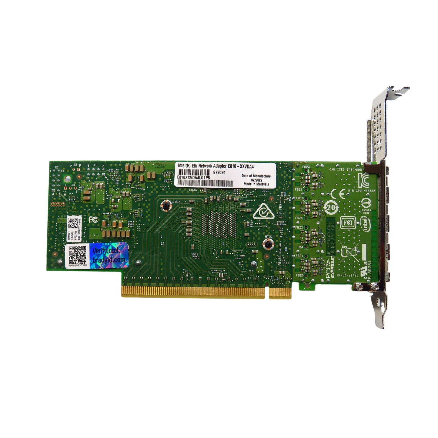 Intel E810-XXVDA4 E810XXVDA4LG1P5 Quad Port 25GbE PCI-E 4.0 NIC Server Adapter (Refurbished)
